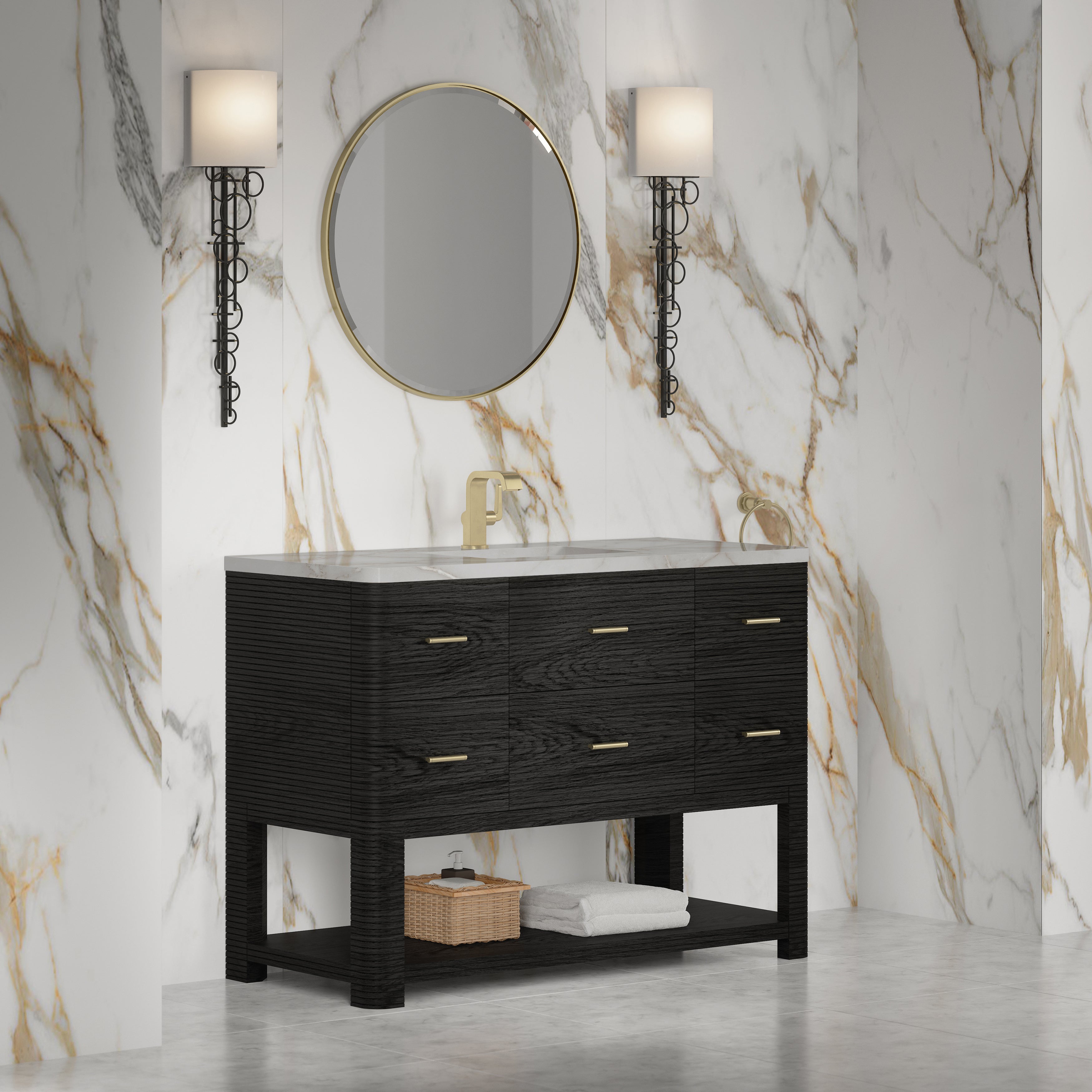 James Martin Lucian 48" Single Vanity in Carbon Oak with 3cm Countertop