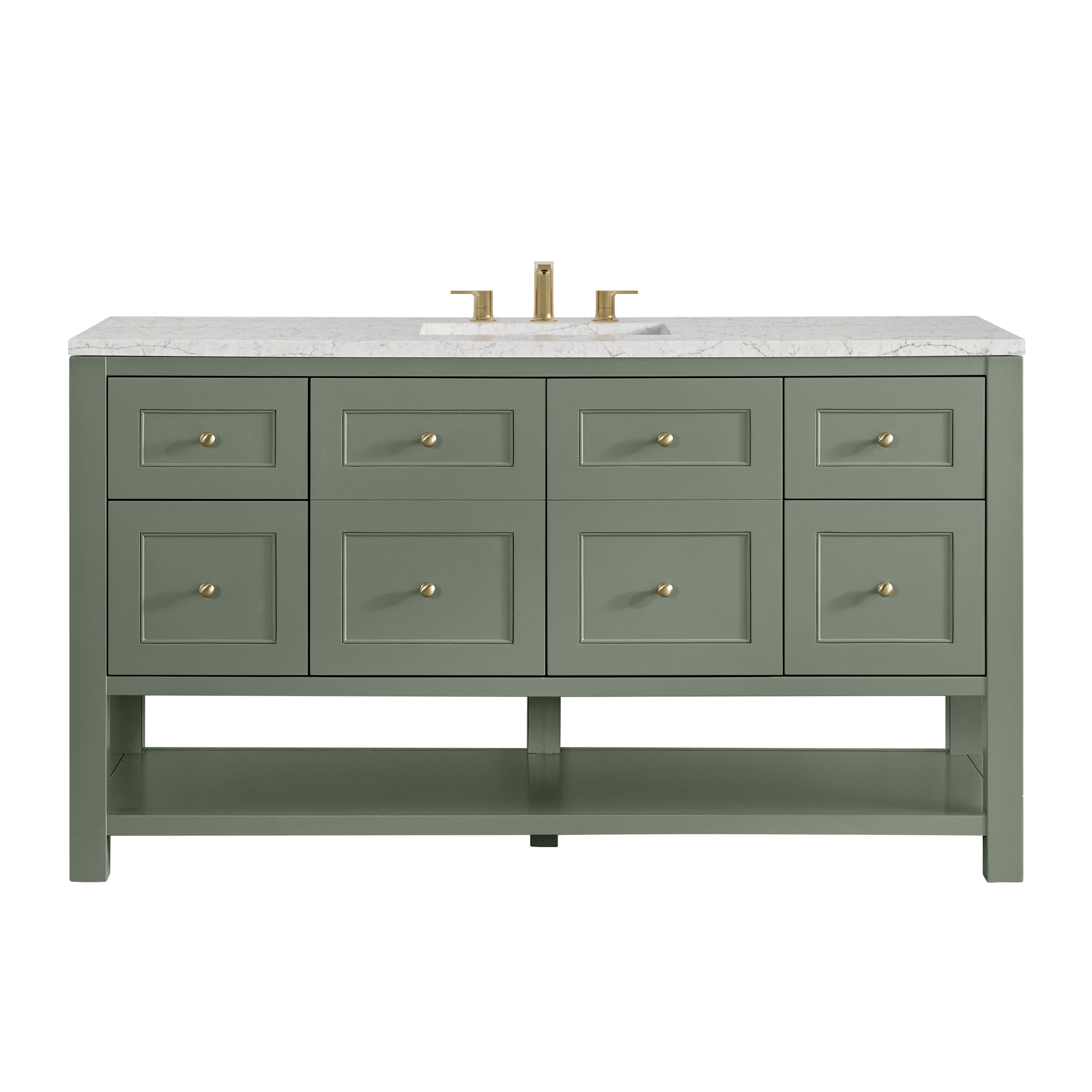James Martin Breckenridge 60" Single Vanity in Smokey Celadon with 3cm Countertop and FreePower Wireless Charger