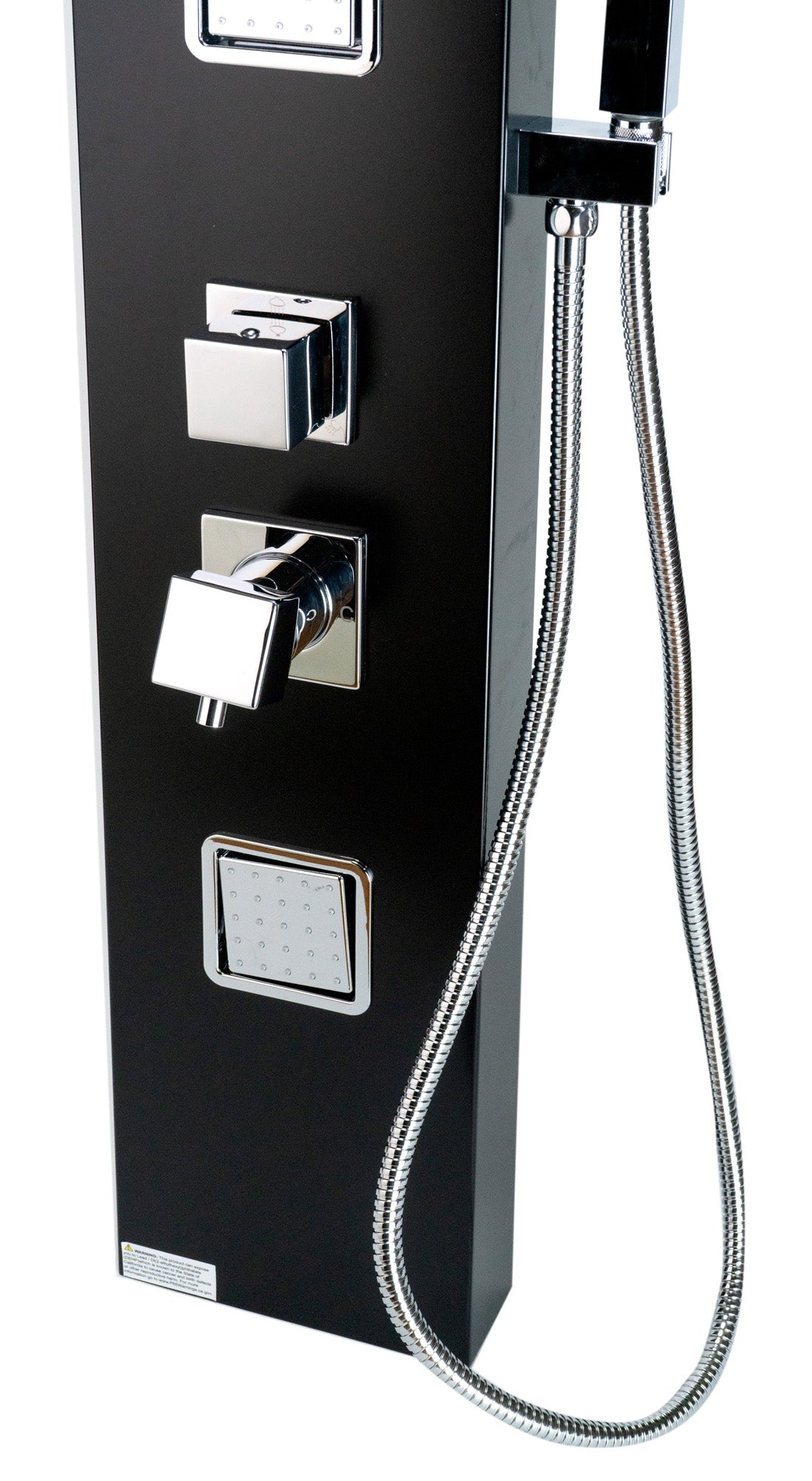 ALFI brand  ABSP65B Black Aluminum Shower Panel with 2 Body Sprays and Rain Shower Head