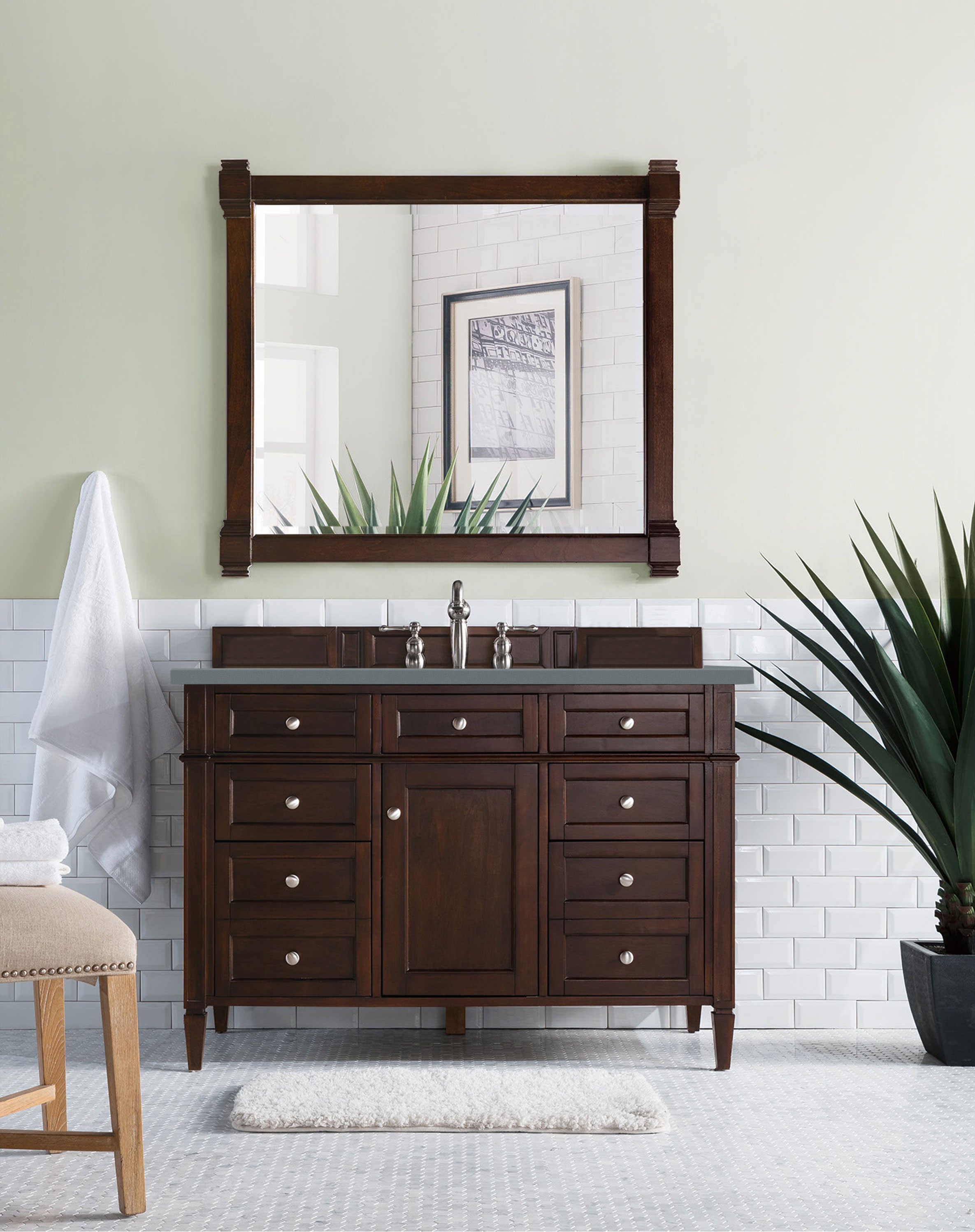 James Martin Brittany 48" Single Vanity in Burnished Mahogany with 3cm Countertop