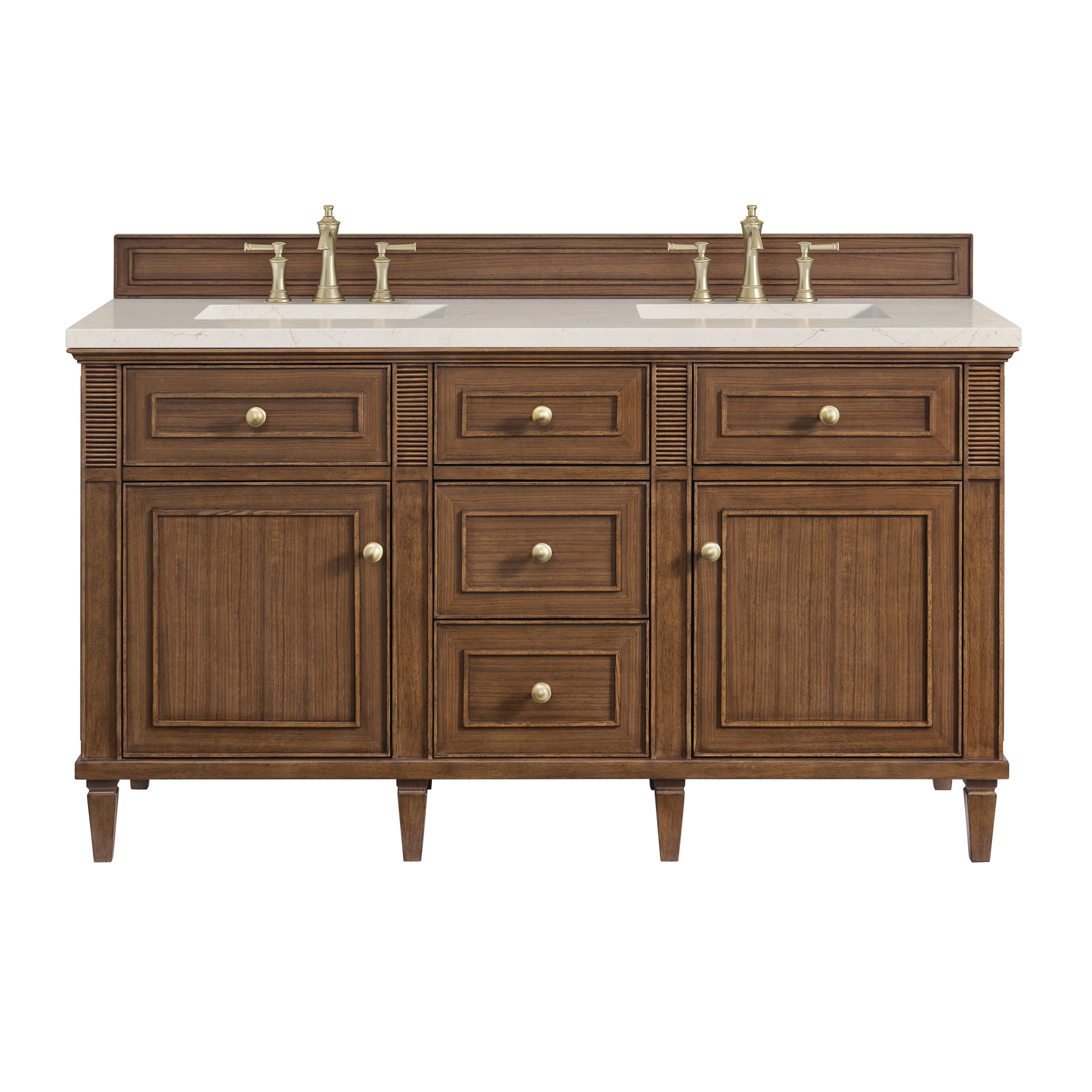 James Martin Lorelai 60" Double Vanity in Mid-Century Walnut with 3cm Countertop