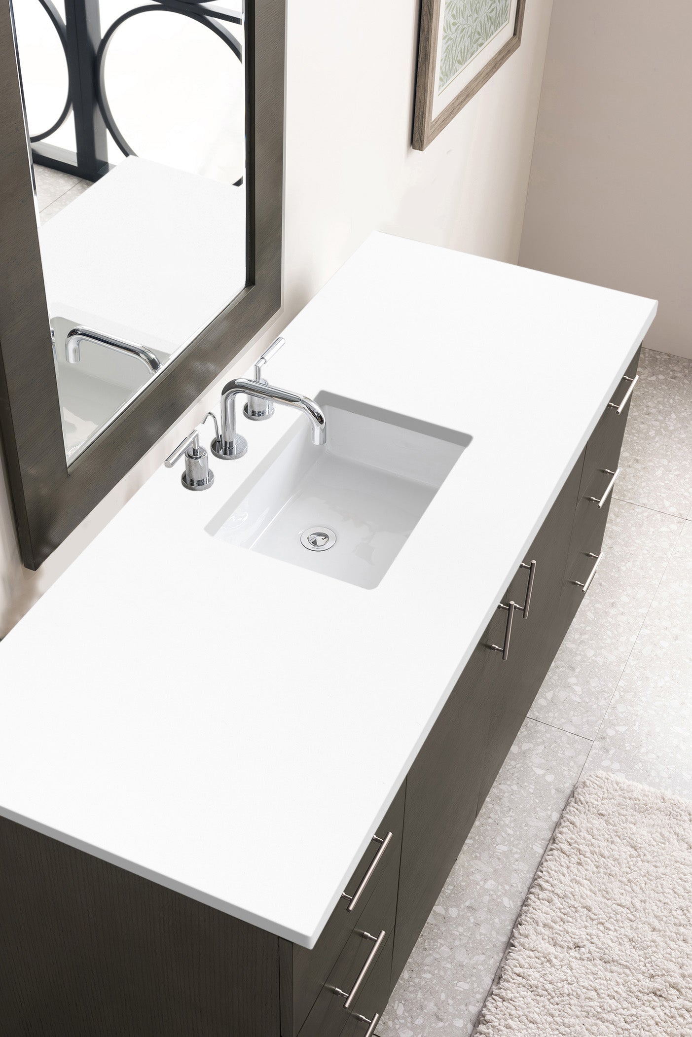 James Martin Metropolitan 60" Single Vanity in Silver Oak with 3cm Countertop