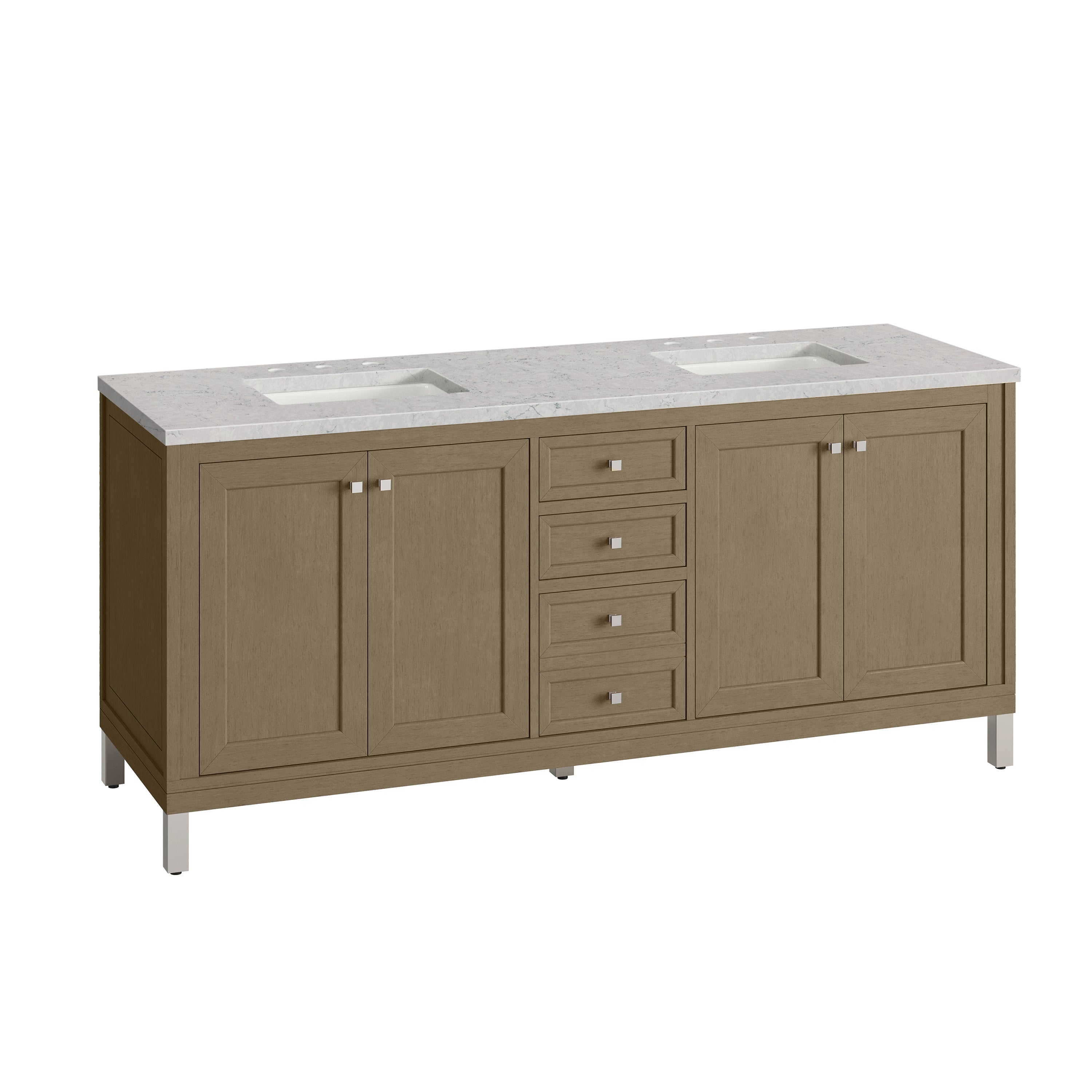 James Martin Chicago 72" Double Vanity in Walnut Whisper with 3cm Countertop