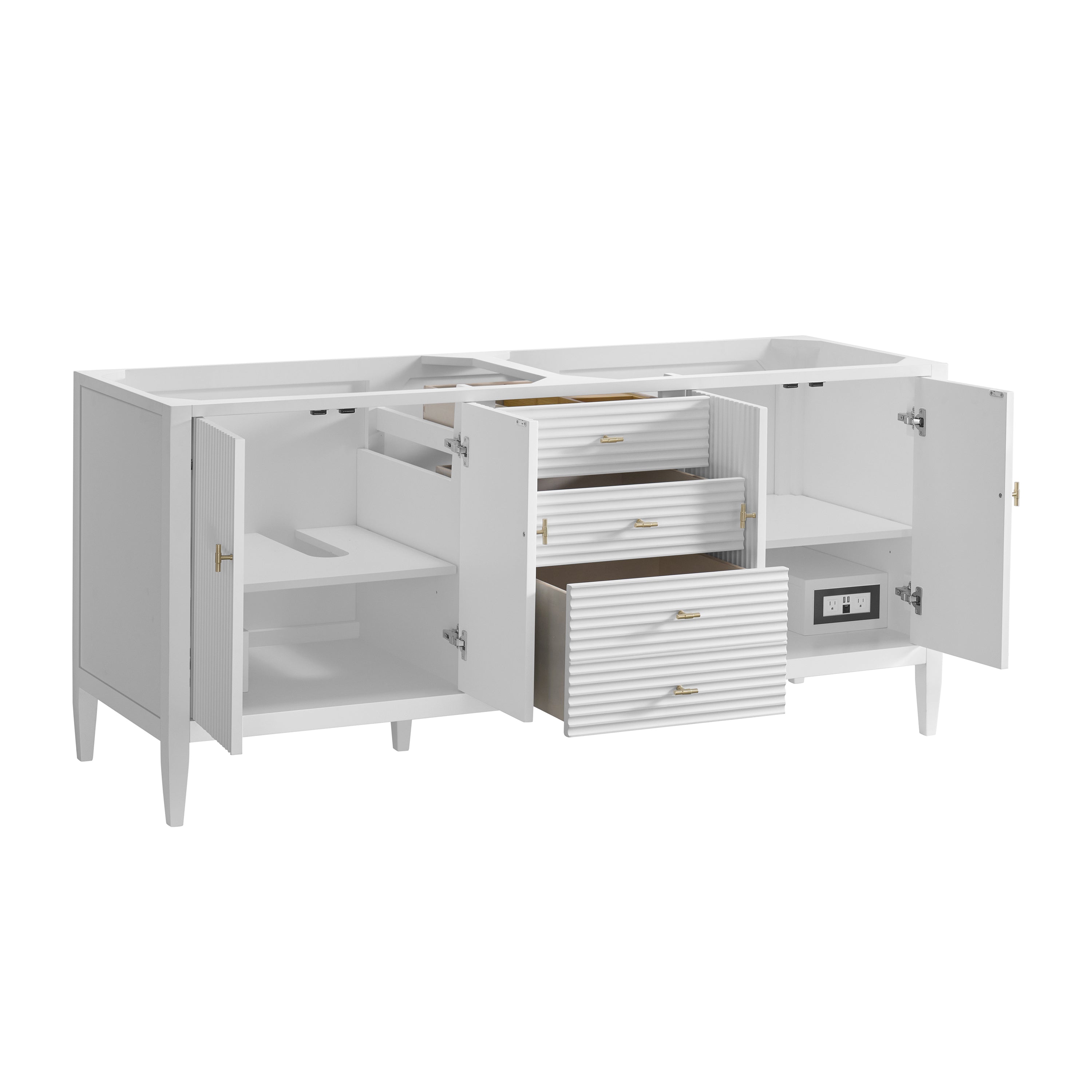 James Martin Myrrin 72" Double Vanity in Bright White with 3cm Countertop