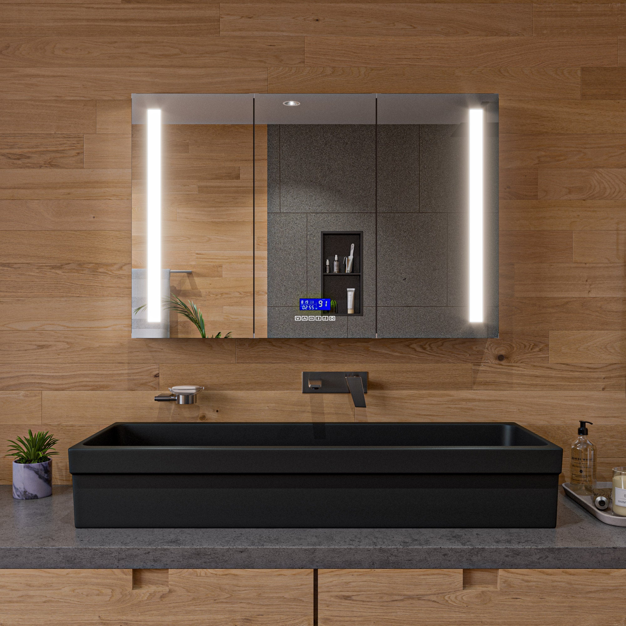 ALFI brand  AB48TRBM 48" Black Matte Above Mount Fireclay Bathroom Trough Sink