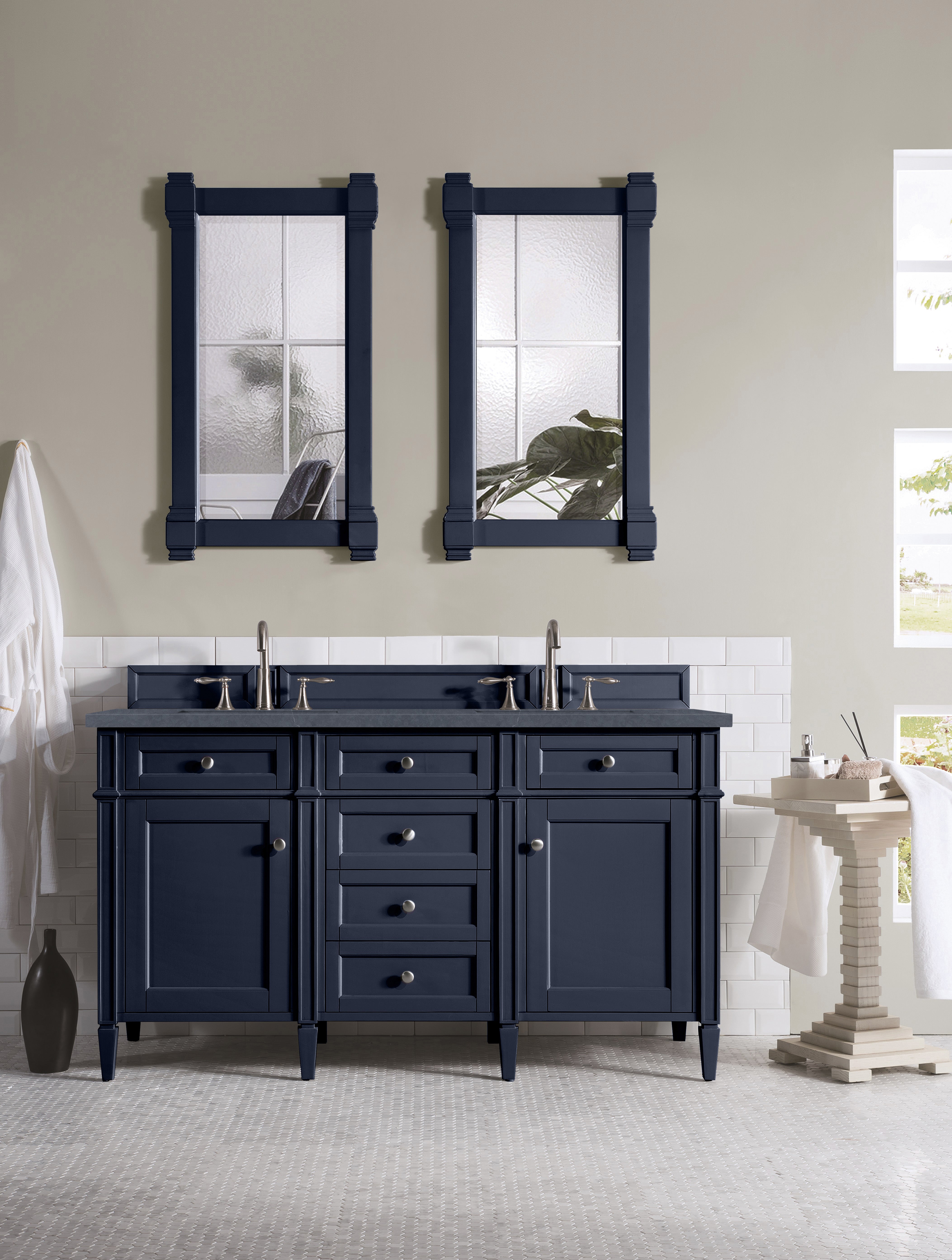 James Martin Brittany 60" Double Vanity in Victory Bleu with 3cm Countertop