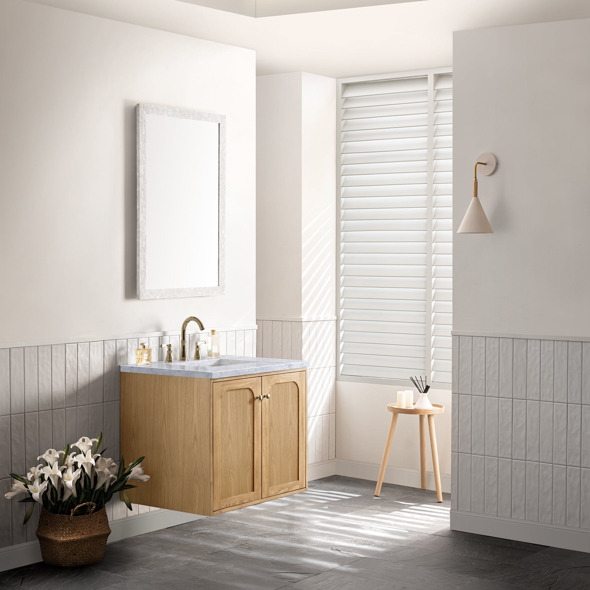 James Martin Laurent 30" Single Vanity in Light Natural Oak with 3cm Countertop