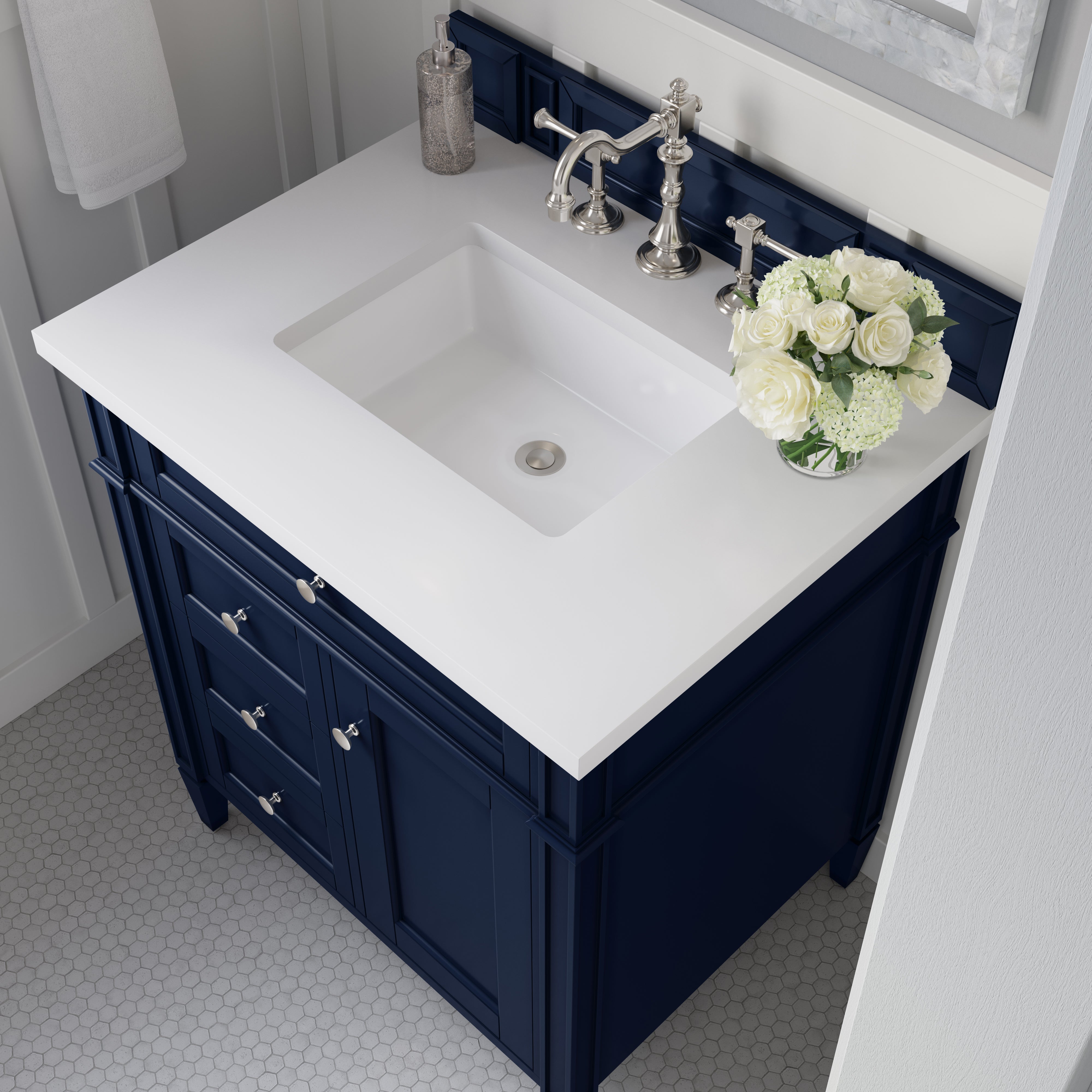 James Martin Brittany 30" Single Vanity in Victory Blue with 3cm Countertop