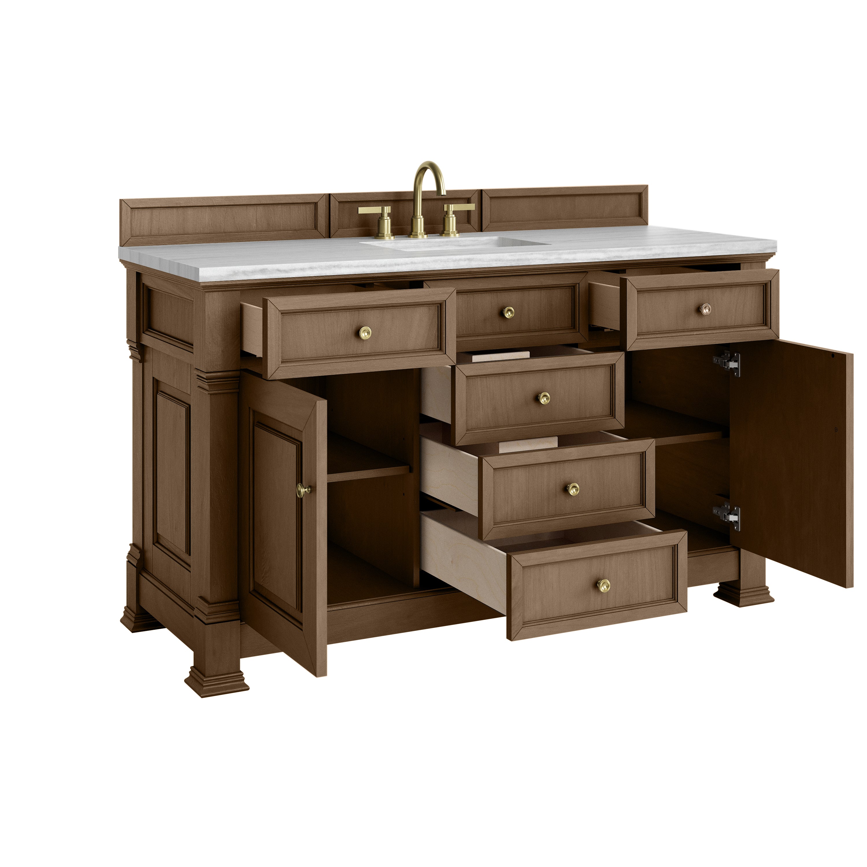 James Martin Brookfield 60" Single Vanity in Pecan with 3cm Countertop