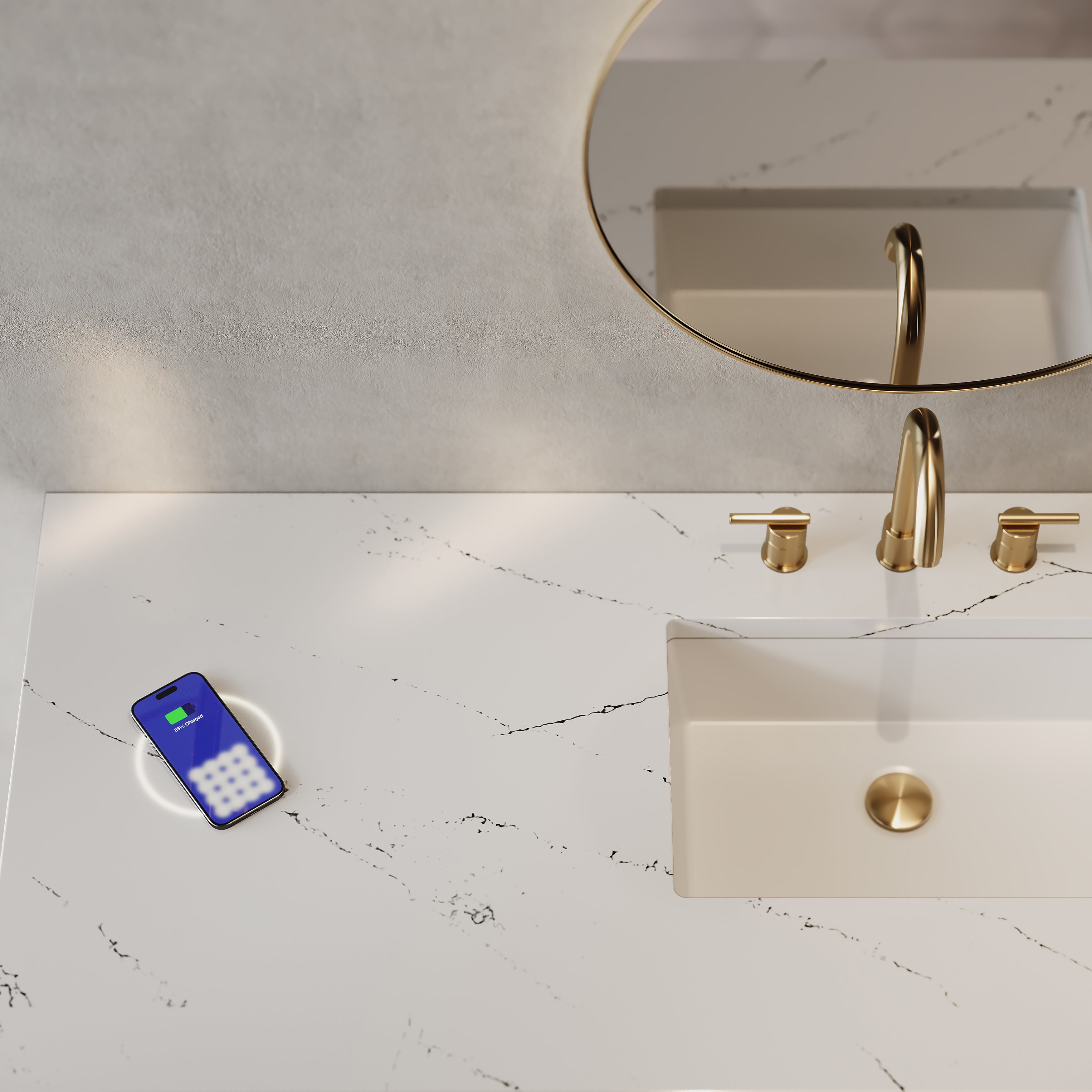 James Martin Chicago 60" Single Vanity in Smokey Celadon with 3cm Countertop and FreePower Wireless Charger