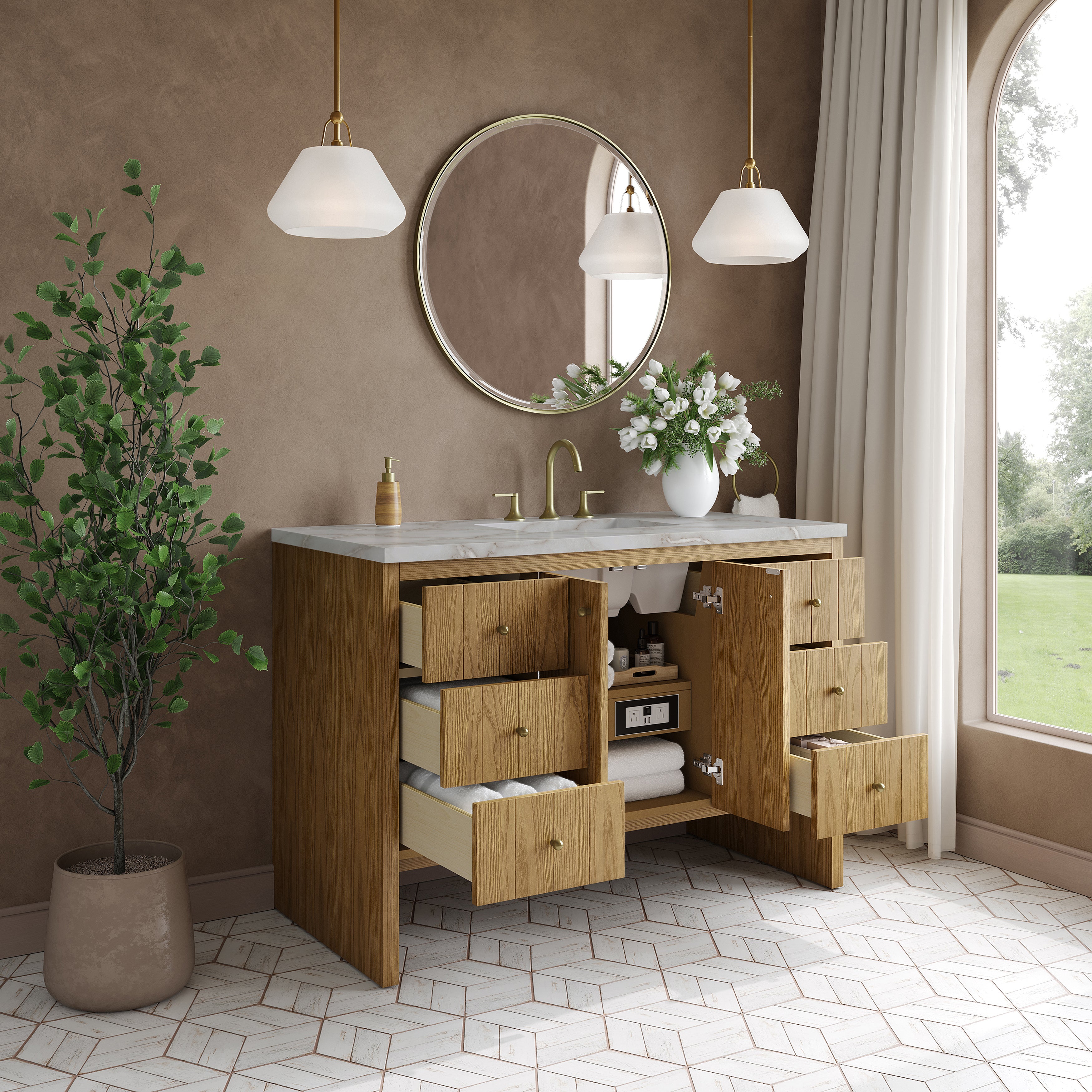 James Martin Hudson 48" Single Vanity in Light Natural Oak with 3cm Countertop