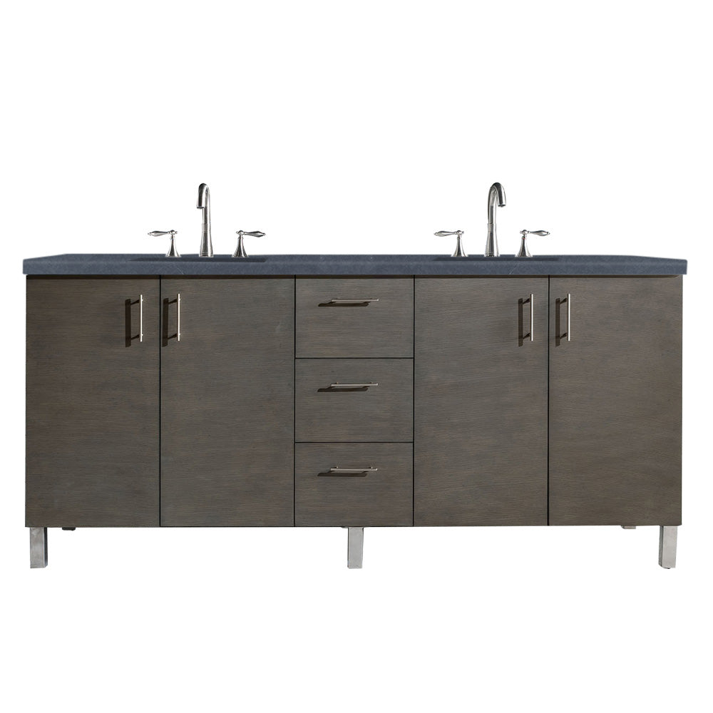 James Martin Metropolitan 72" Double Vanity in Silver Oak with 3cm Countertop