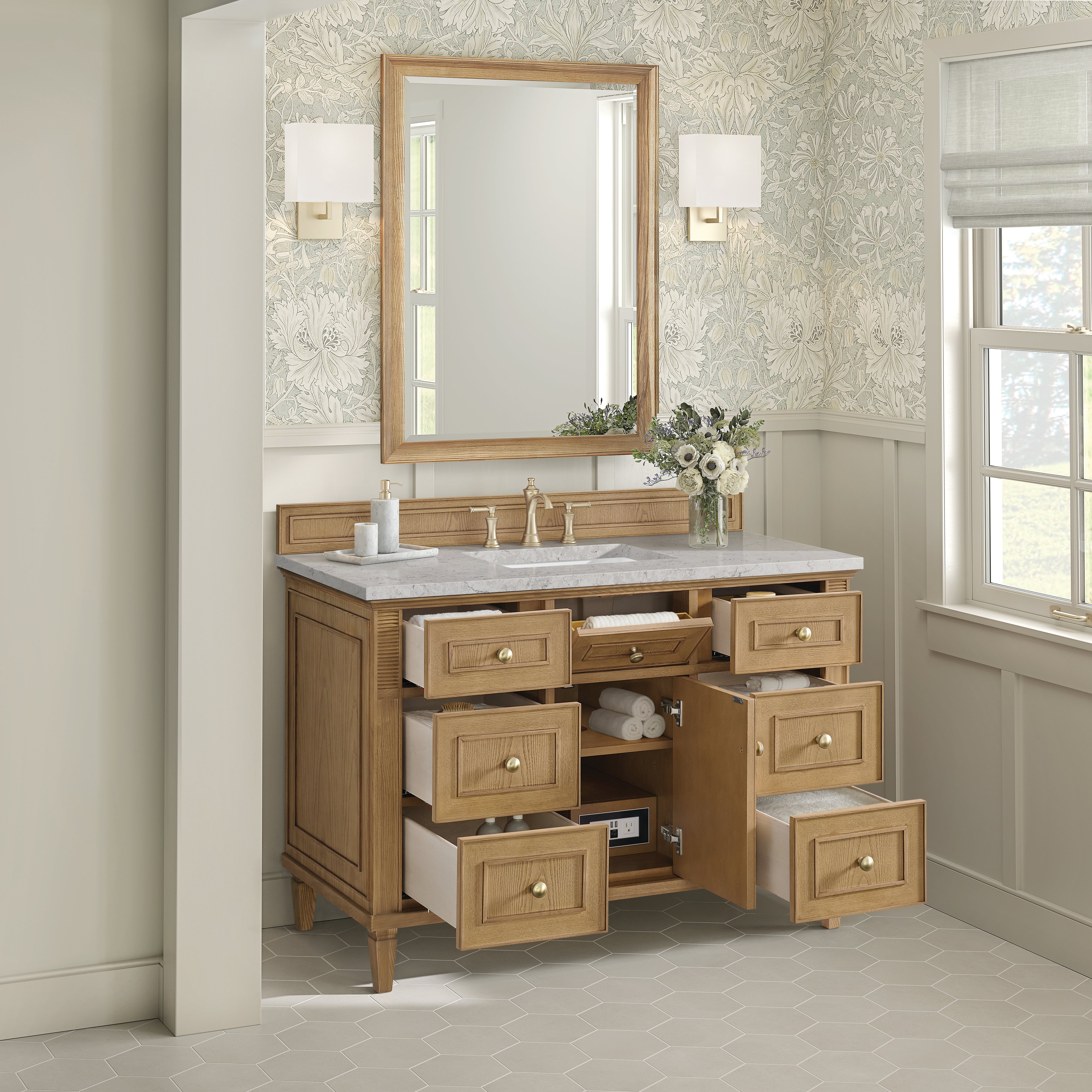 James Martin Lorelai 48" Single Vanity in Light Natural Oak with 3cm Countertop