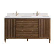 James Martin Myrrin 60" Double Vanity in Mid Century Walnut with 3cm Countertop