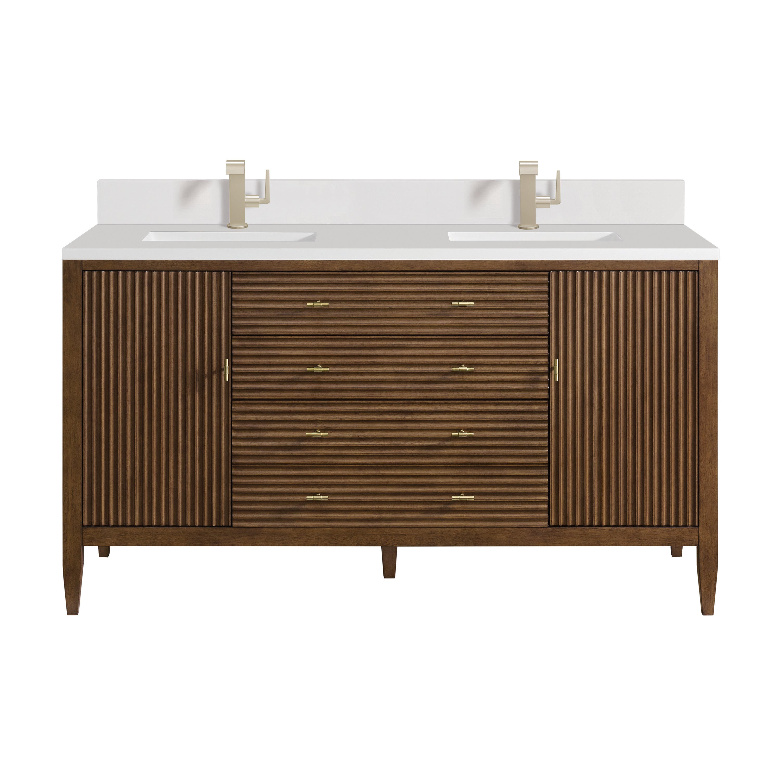 James Martin Myrrin 60" Double Vanity in Mid Century Walnut with 3cm Countertop