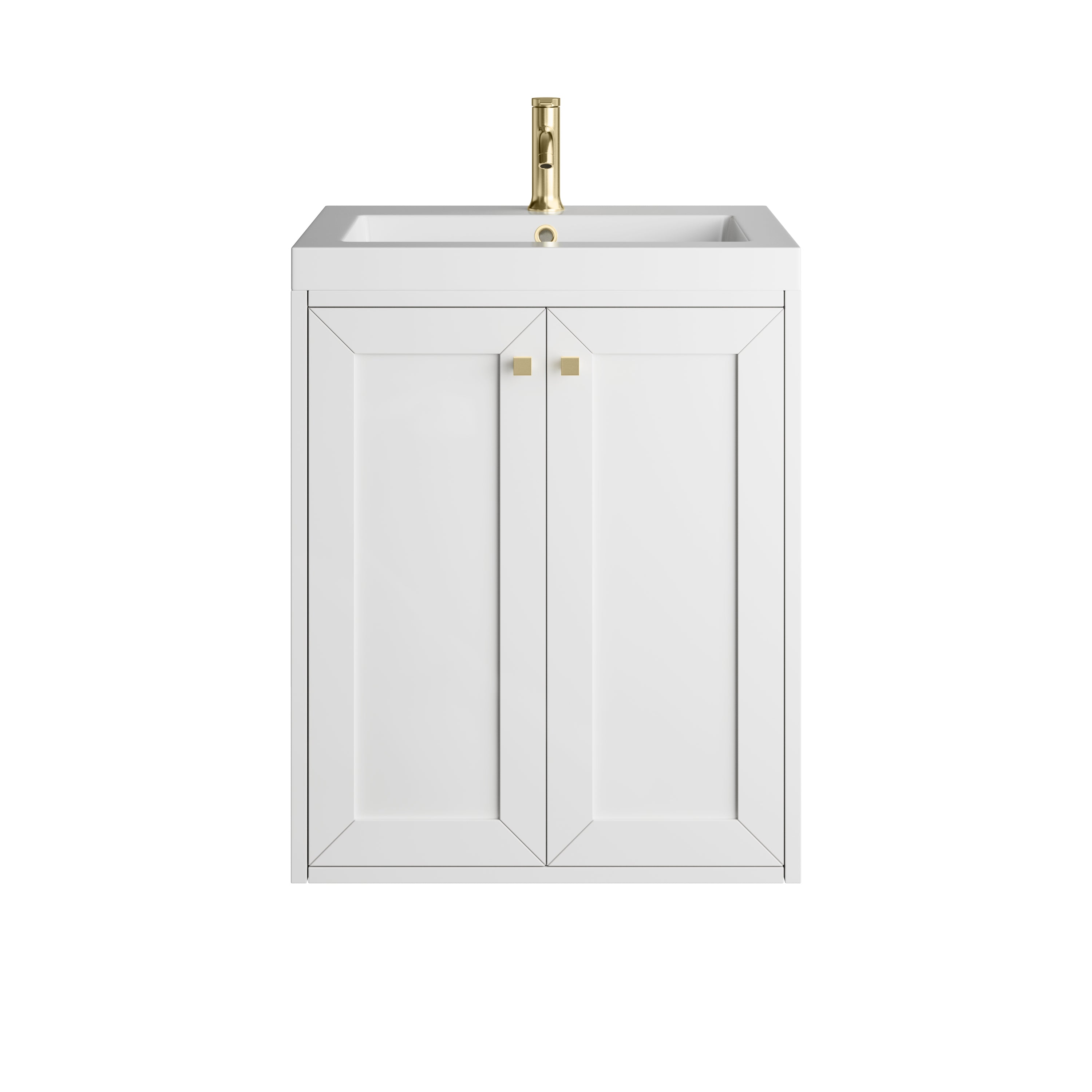 James Martin Chianti 24" Single Vanity in Glossy White with White Glossy Composite Stone Top