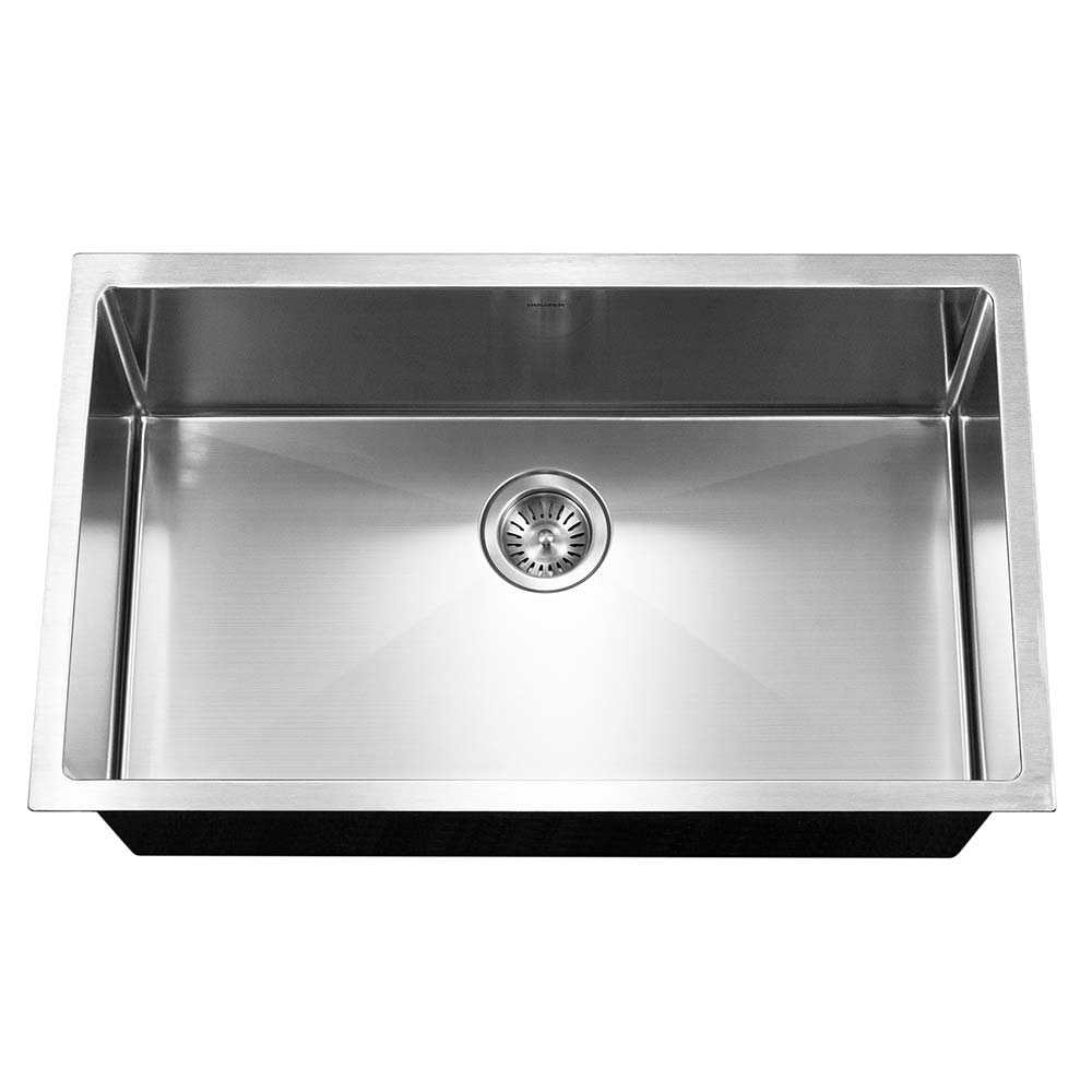 Houzer Savior 32" Stainless Steel Undermount Single Bowl Kitchen Sink with Strainer & Grid