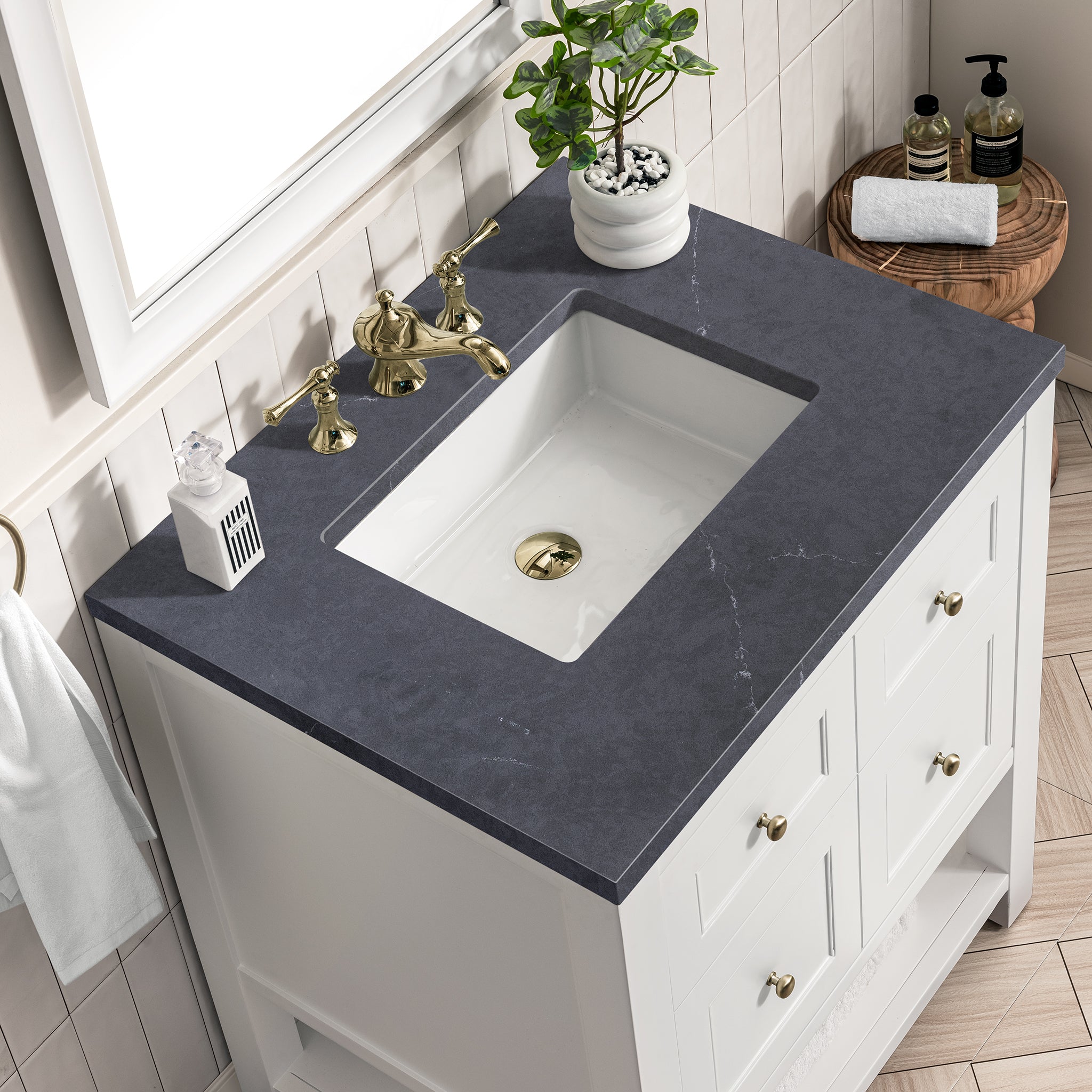James Martin Breckenridge 30" Single Vanity in Bright White with 3cm Countertop