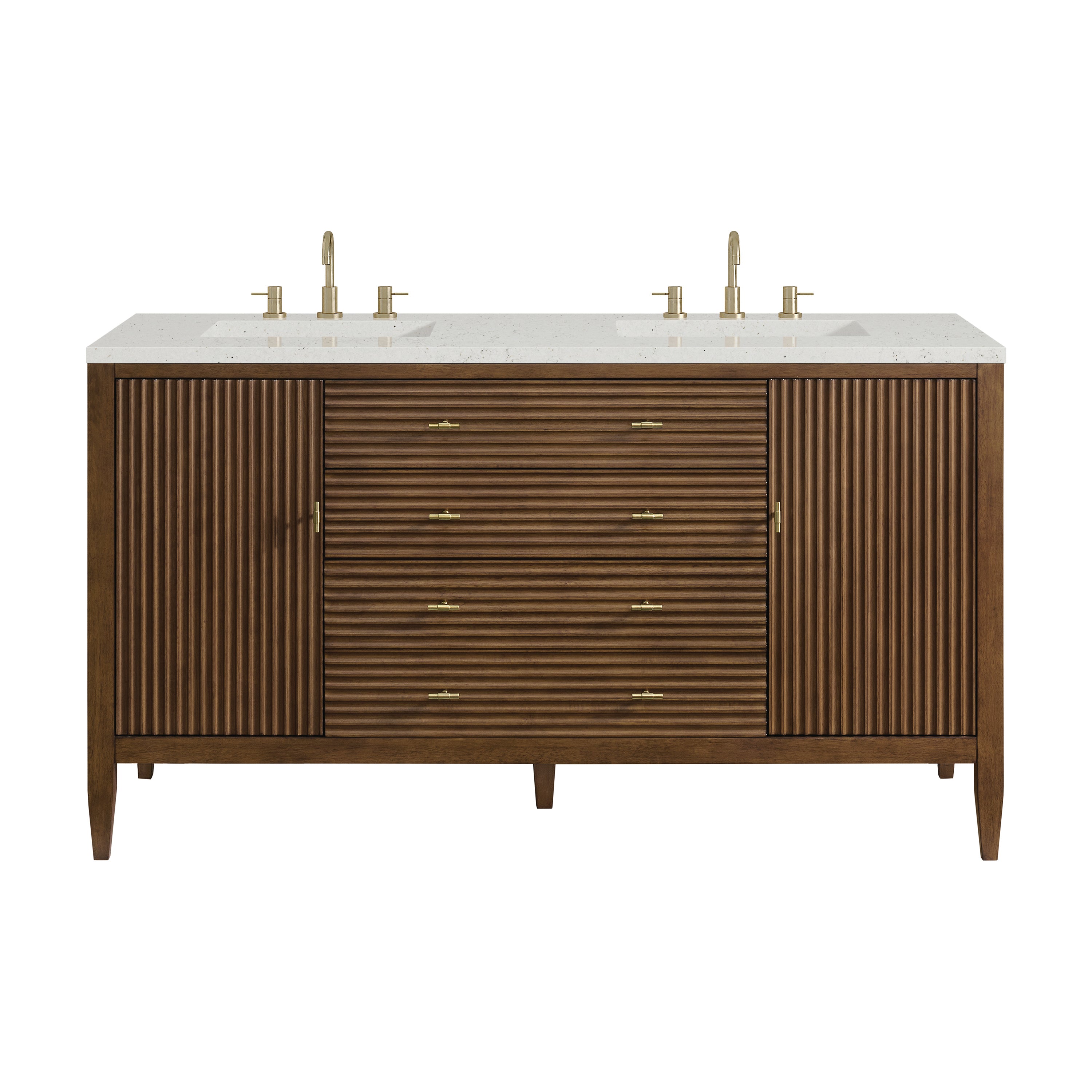 James Martin Myrrin 60" Double Vanity in Mid Century Walnut with 3cm Countertop