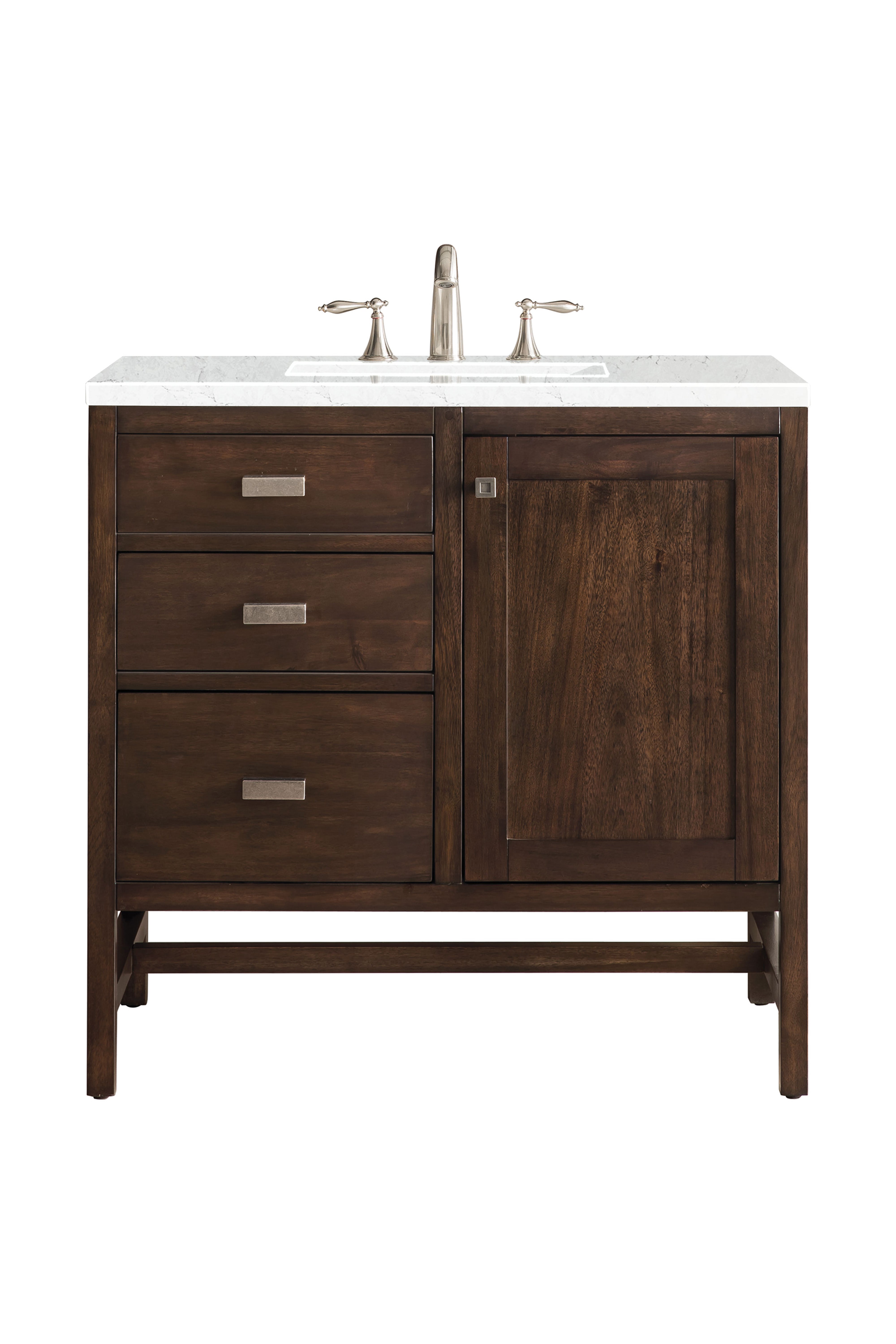 James Martin Addison 36" Single Vanity in Mid-Century Acacia with 3cm Countertop