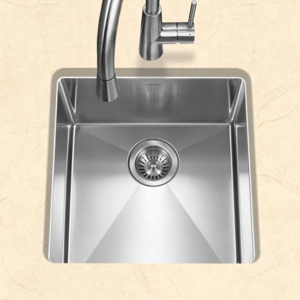 Houzer Savior 17" Stainless Steel Undermount Medium Bowl Kitchen Bar Sink with Strainer & Grid