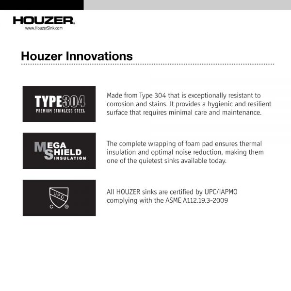 Houzer Savior 17" Stainless Steel Undermount Medium Bowl Kitchen Bar Sink with Strainer & Grid
