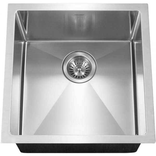 Houzer Savior 17" Stainless Steel Undermount Medium Bowl Kitchen Bar Sink with Strainer & Grid