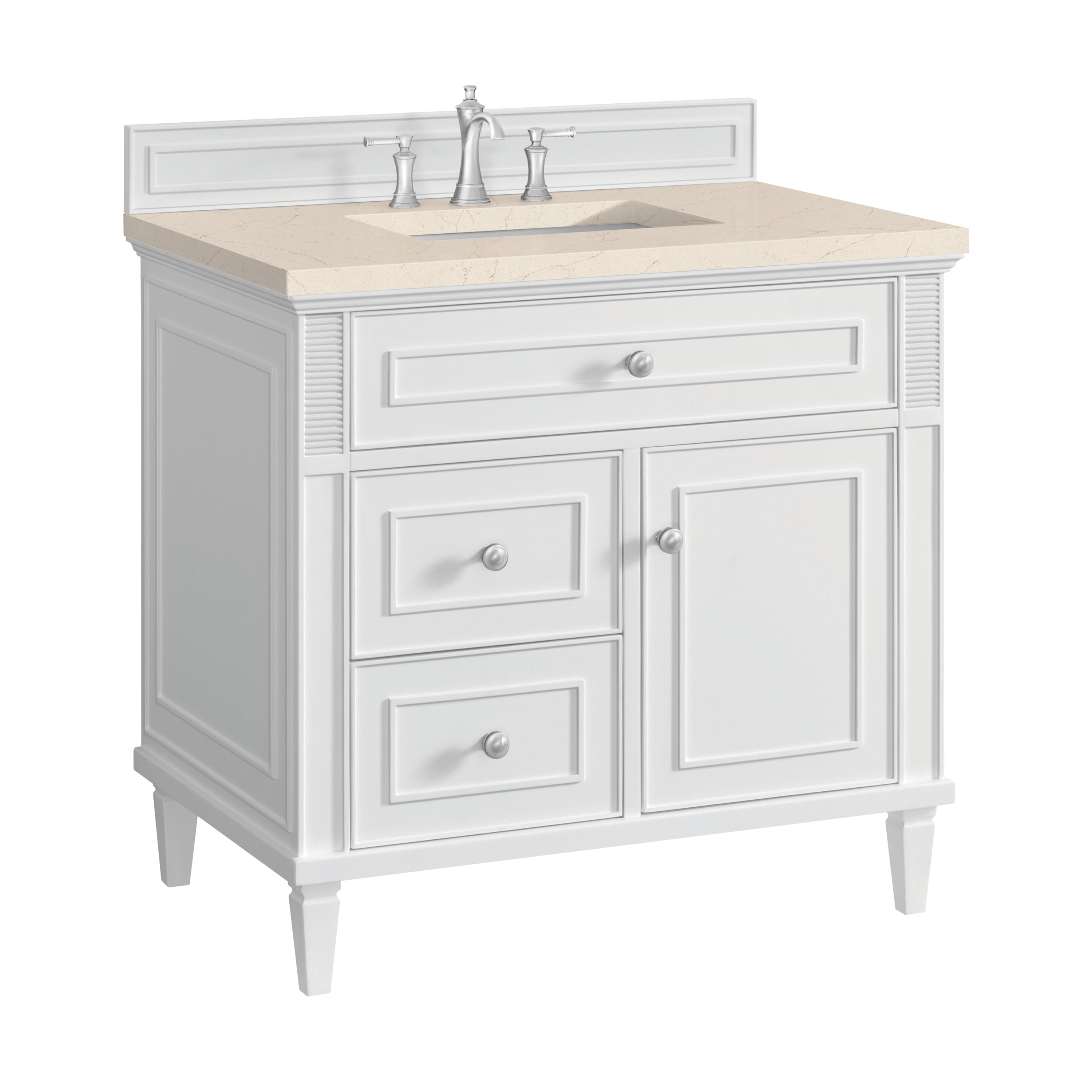 James Martin Lorelai 36" Single Vanity in Bright White with 3cm Countertop