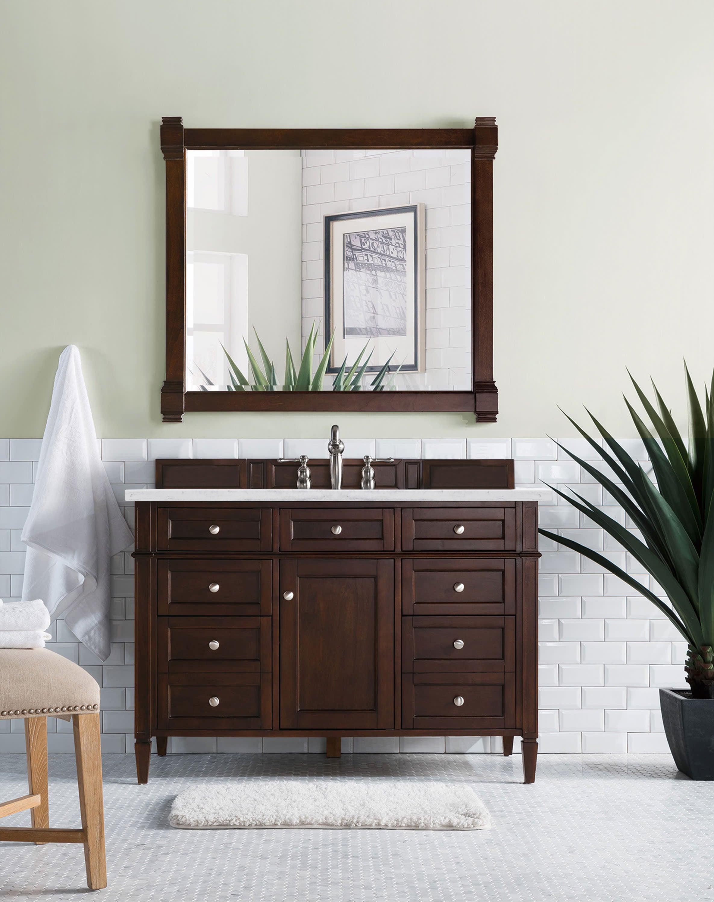 James Martin Brittany 48" Single Vanity in Burnished Mahogany with 3cm Countertop