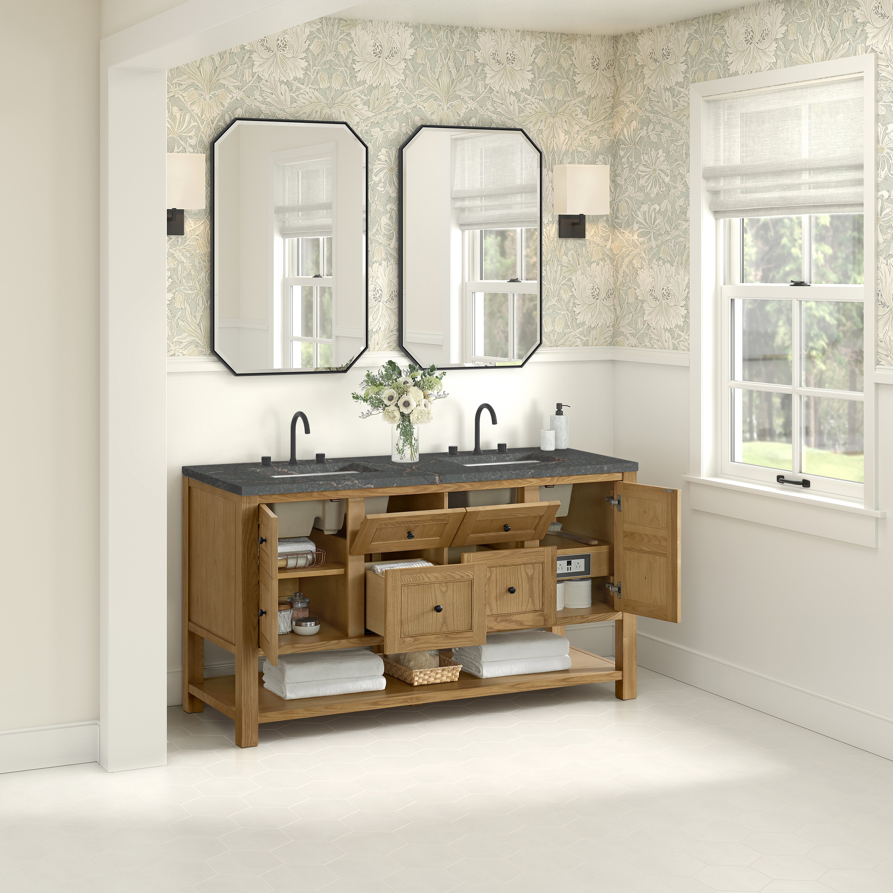 James Martin Breckenridge 60" Double Vanity in Light Natural Oak with 3cm Countertop