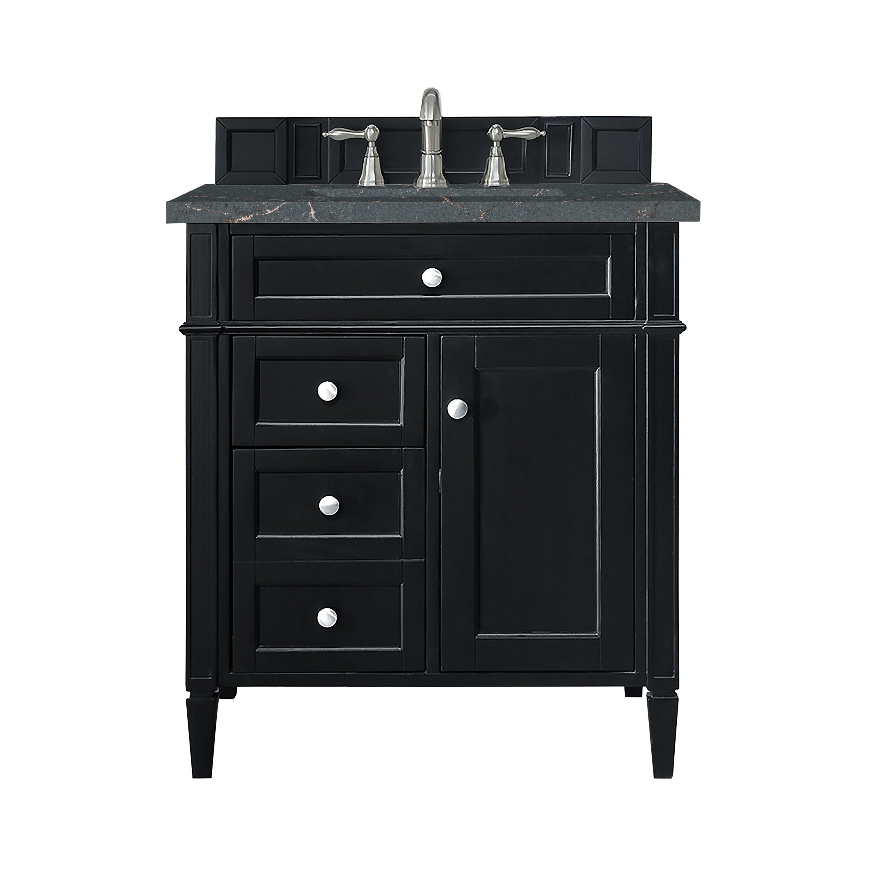 James Martin Brittany 30" Single Vanity in Black Onyx with 3cm Countertop