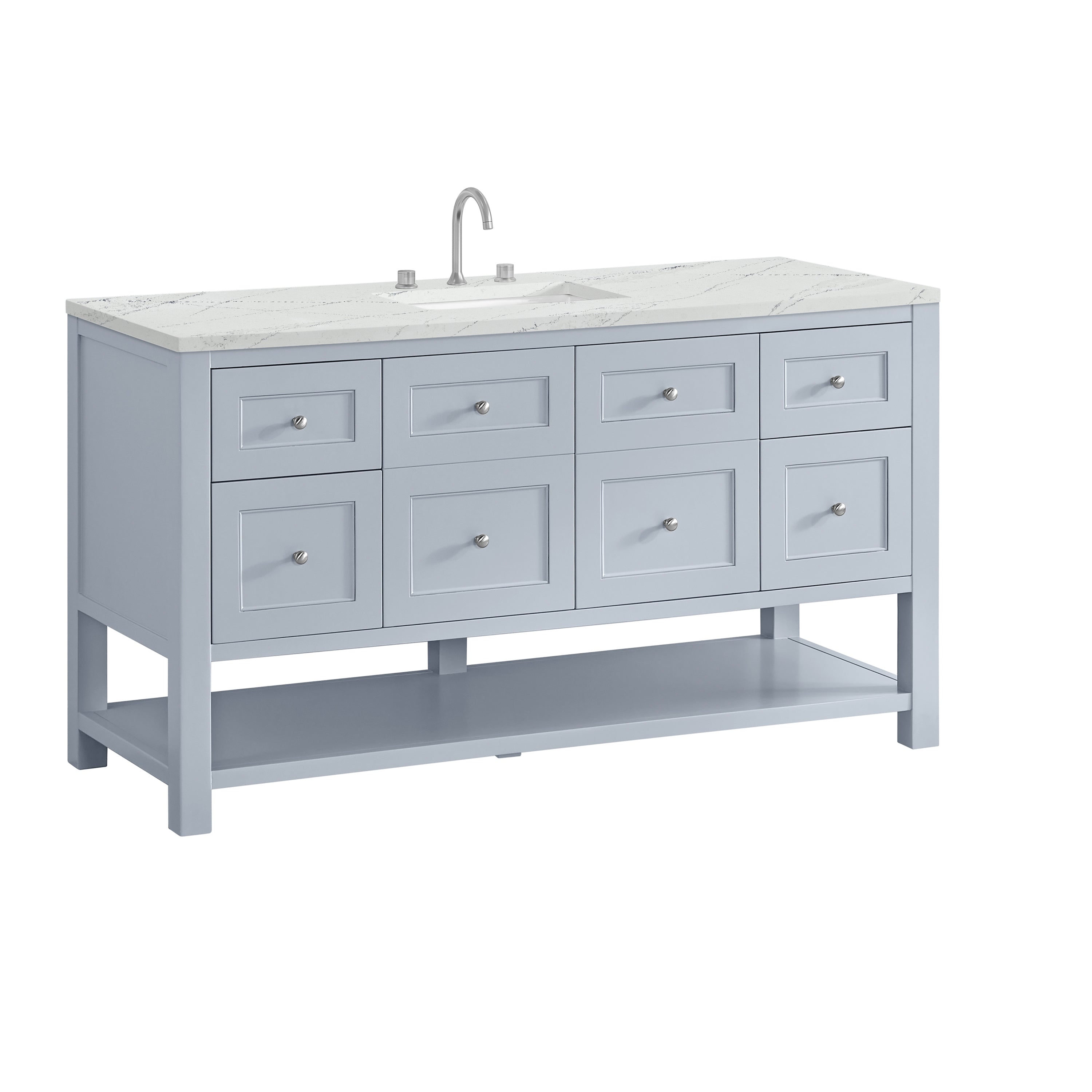 James Martin Breckenridge 60" Single Vanity in Serenity Blue with 3cm Countertop