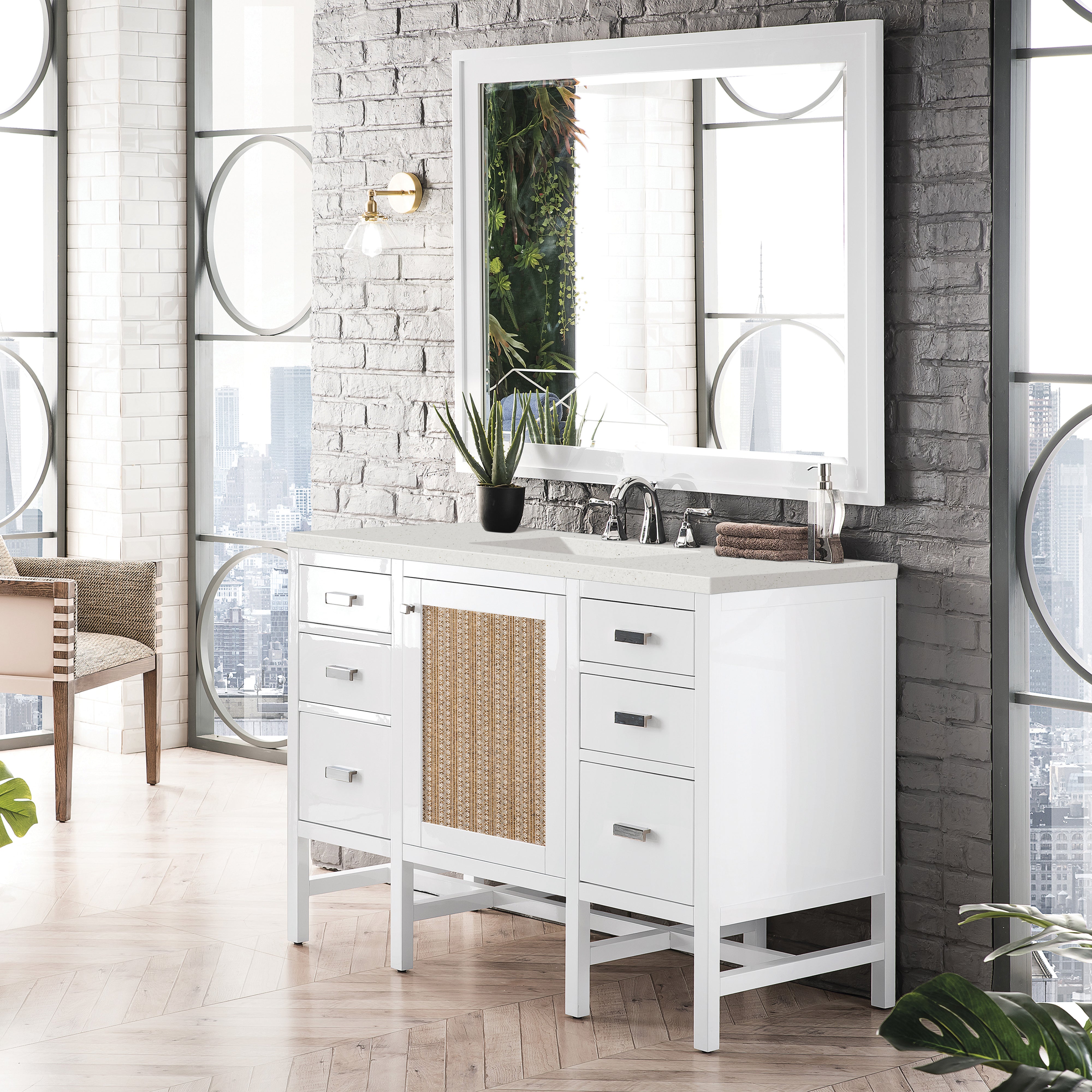 James Martin Addison 48" Single Vanity in Glossy White with 3cm Countertop