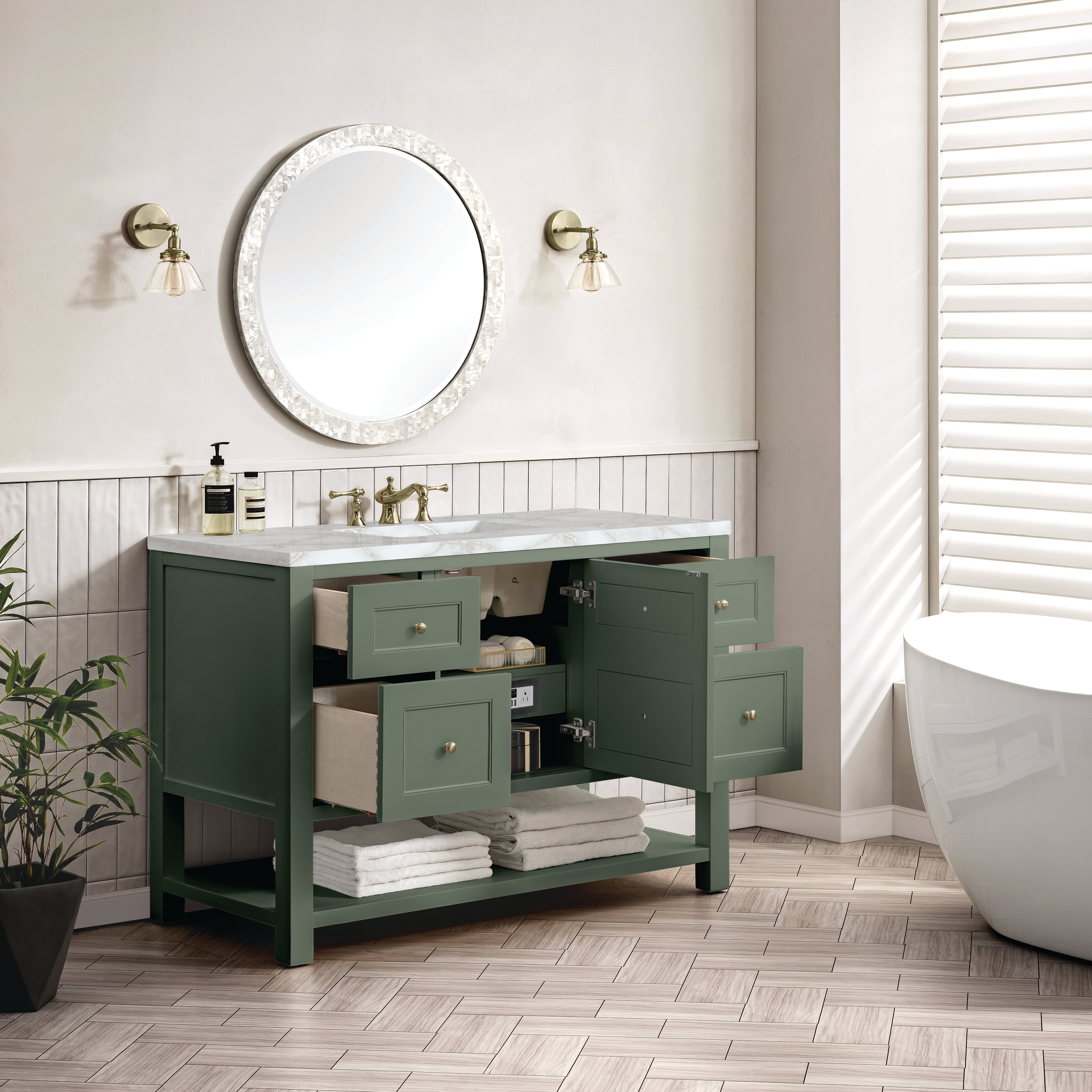 James Martin Breckenridge 48" Single Vanity in Smokey Celadon with 3cm Countertop