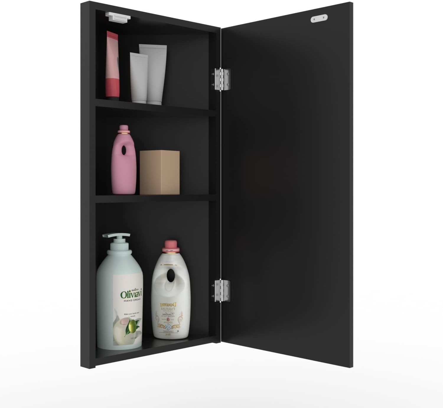 Chans Furniture MMC-Corner Corner Medicine Cabinet with Mirrored Door and Triple-Shelf Storage