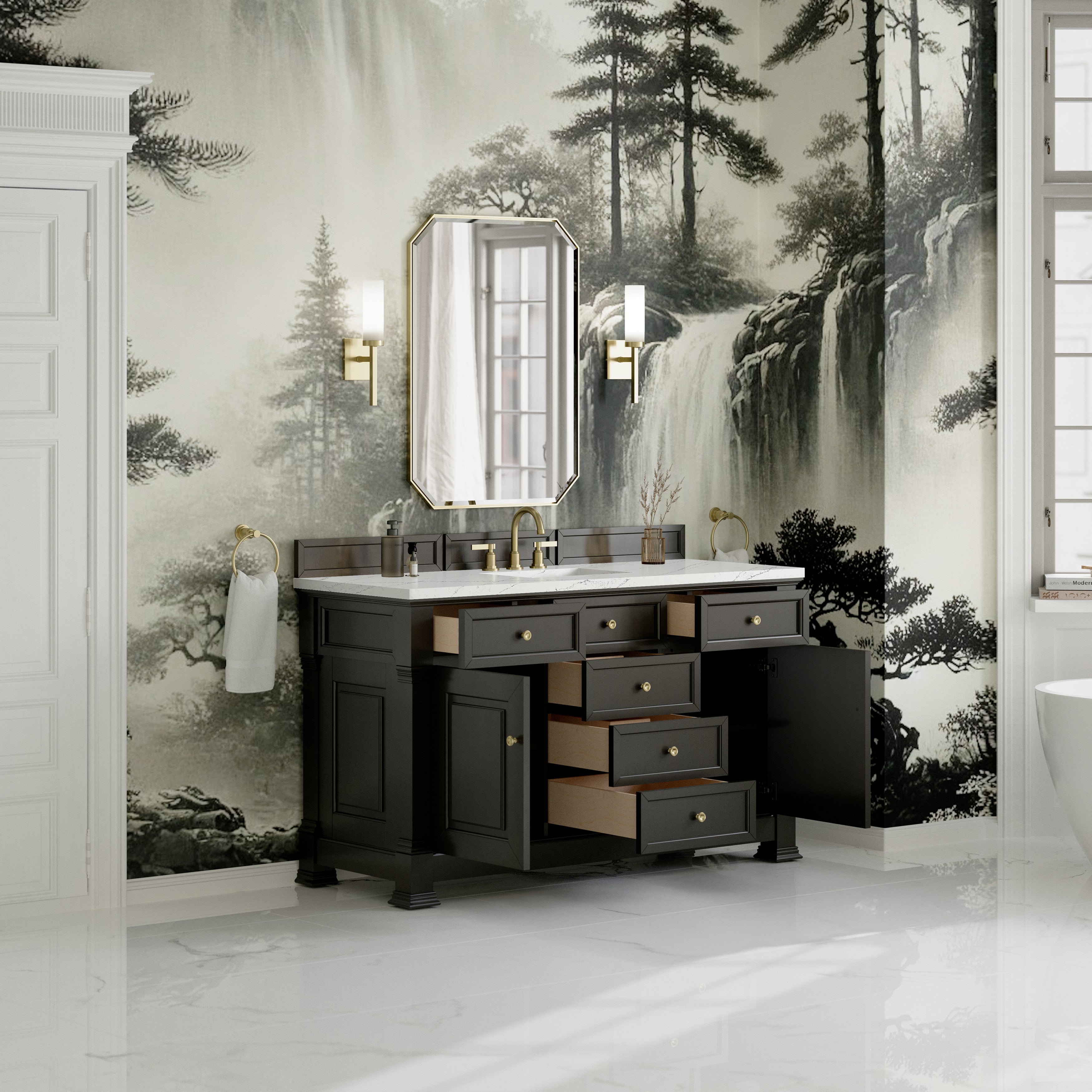 James Martin Brookfield 60" Single Vanity in Black Onyx with 3cm Countertop