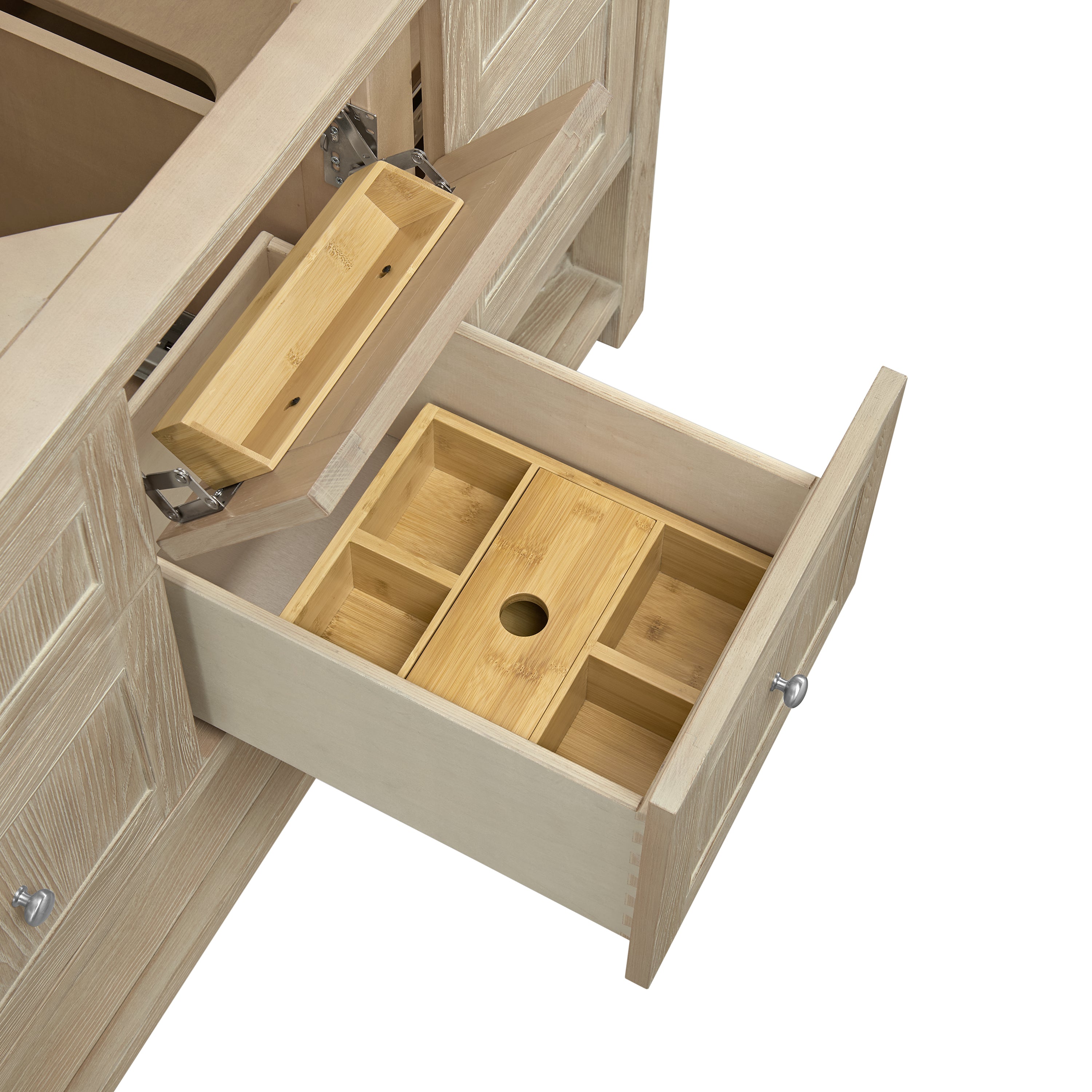 James Martin Breckenridge 60" Double Vanity in Whitewashed Oak with 3cm Countertop and FreePower Wireless Charger