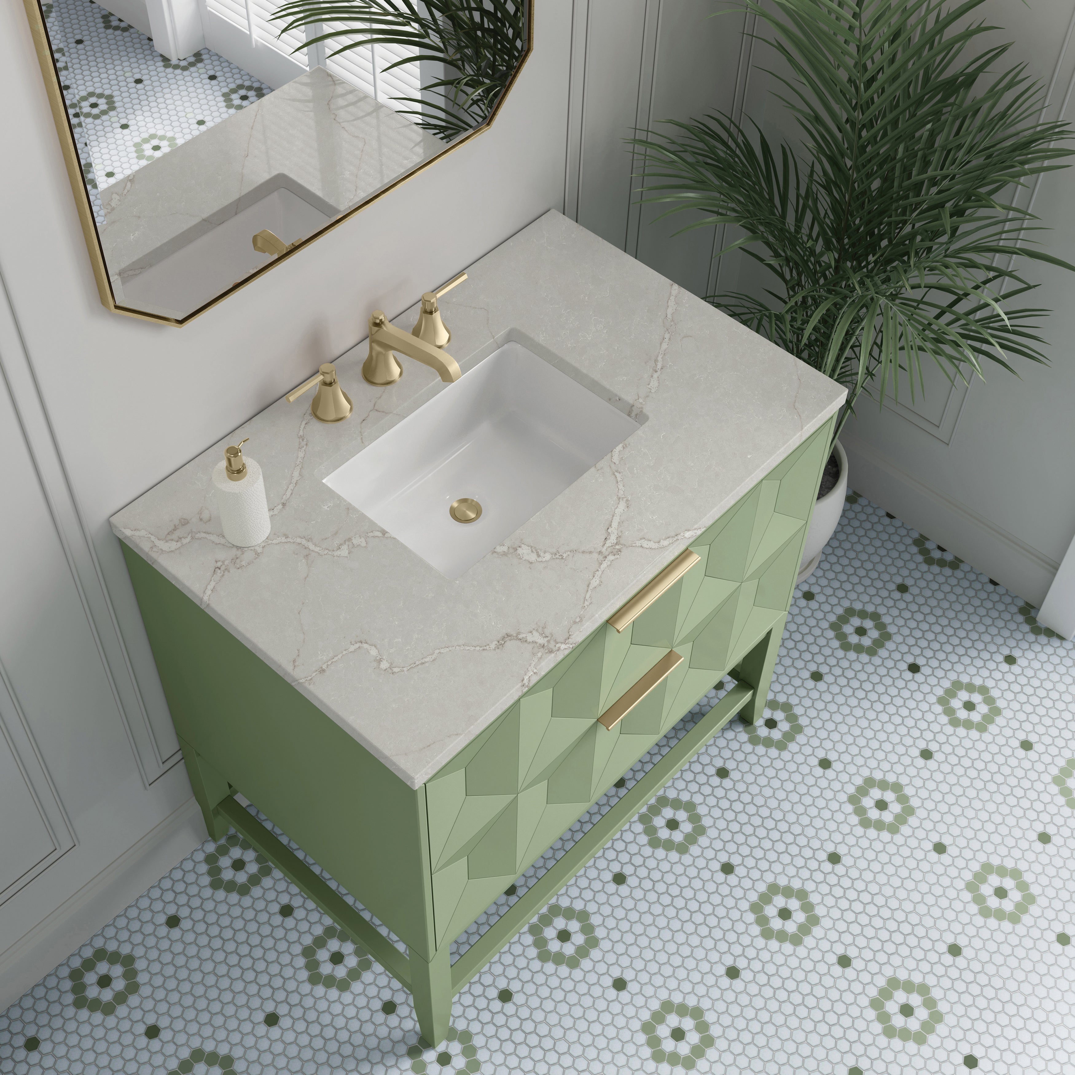 James Martin Emmeline 36" Single Vanity in Pistachio with 3cm Countertop