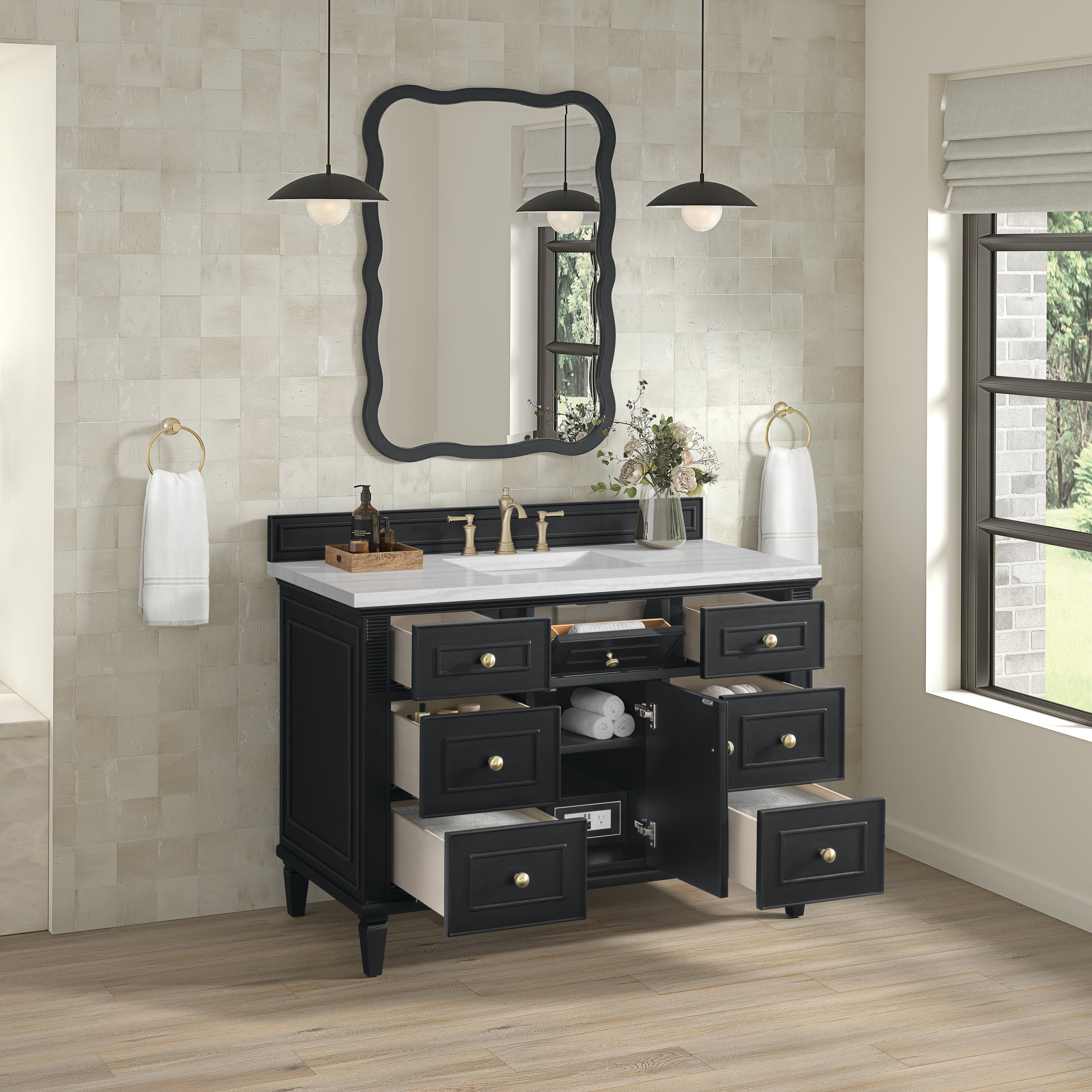 James Martin Lorelai 48" Single Vanity in Black Onyx with 3cm Countertop