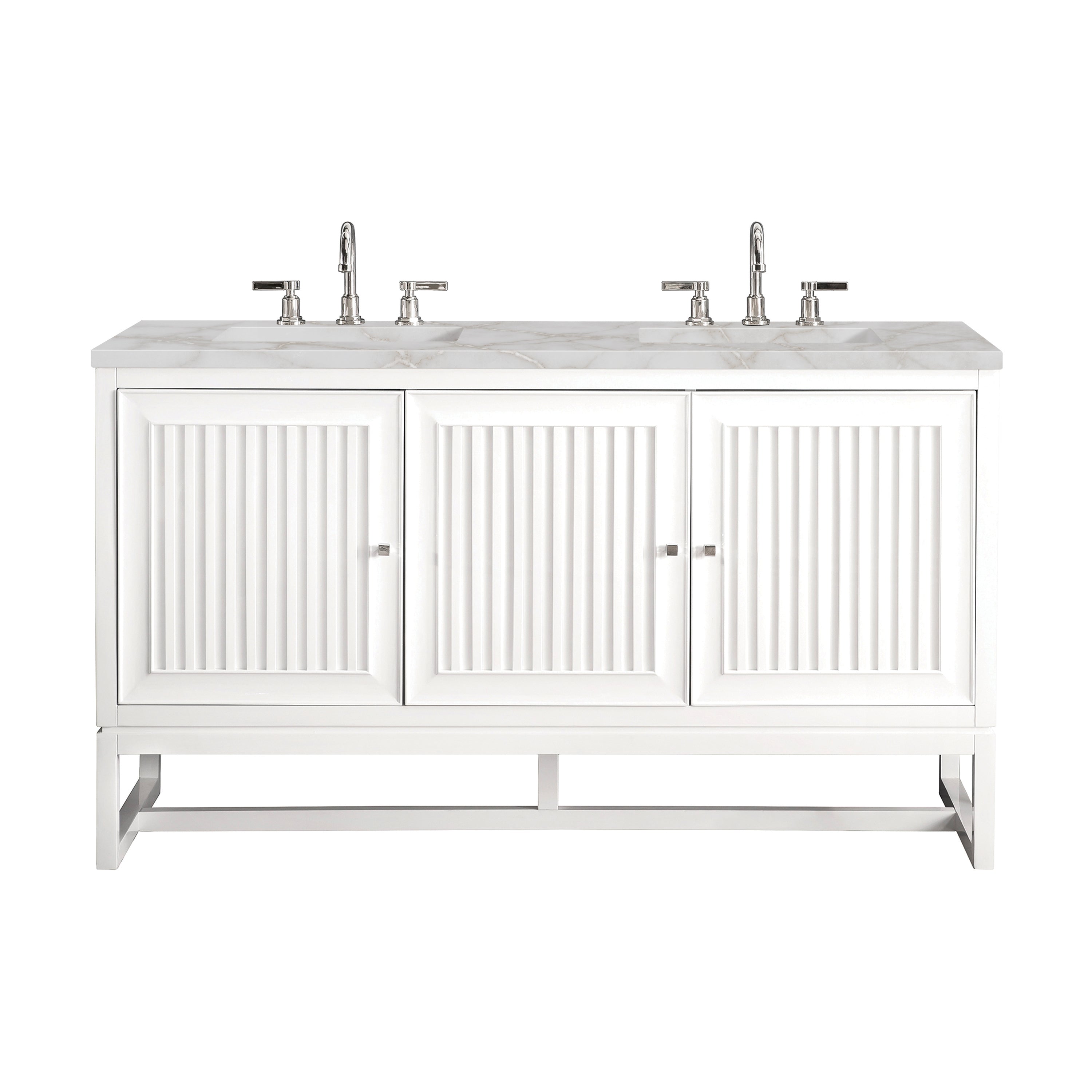 James Martin Athens 60" Double Vanity in Glossy White with 3cm Countertop