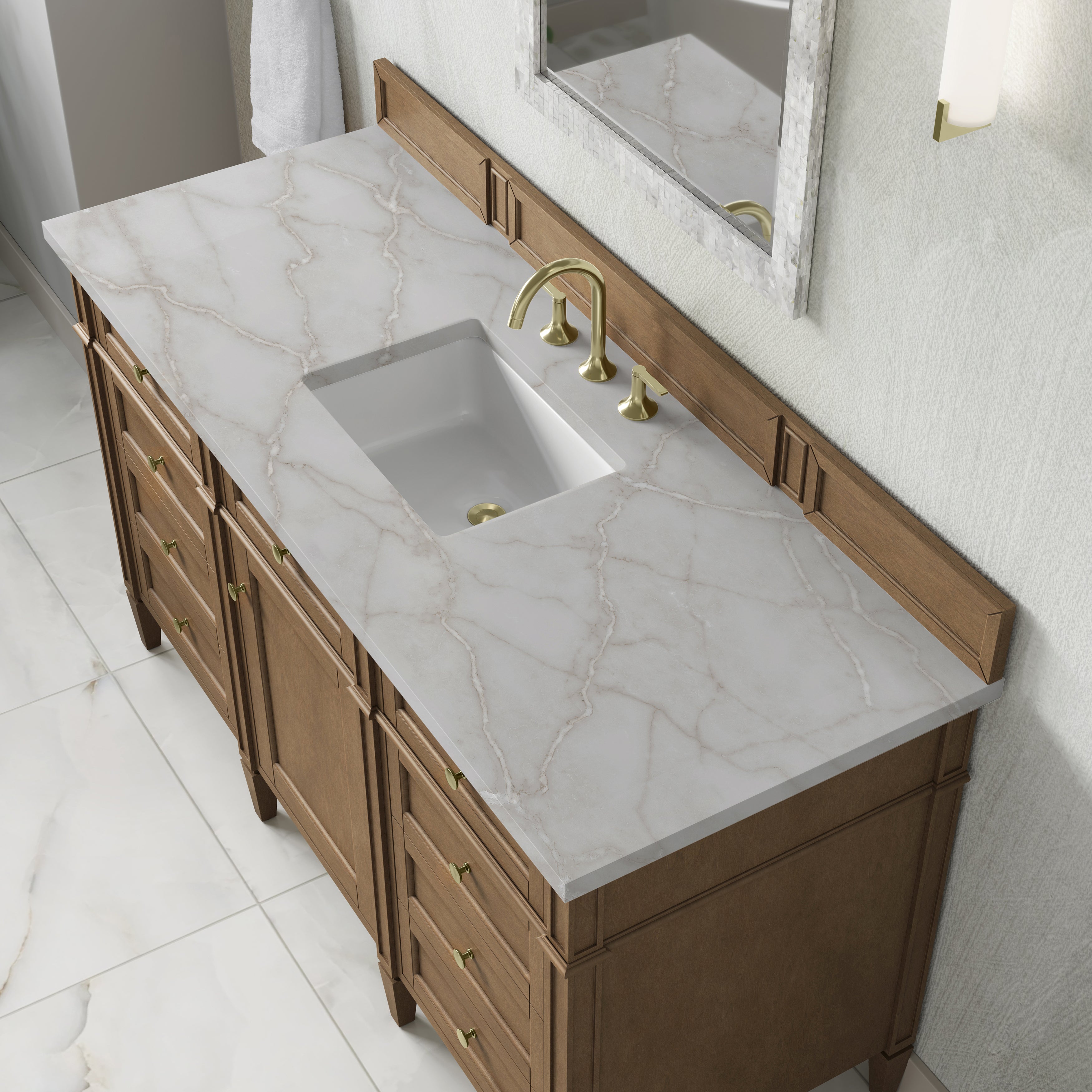 James Martin Brittany 60" Single Vanity in Pecan with 3cm Countertop