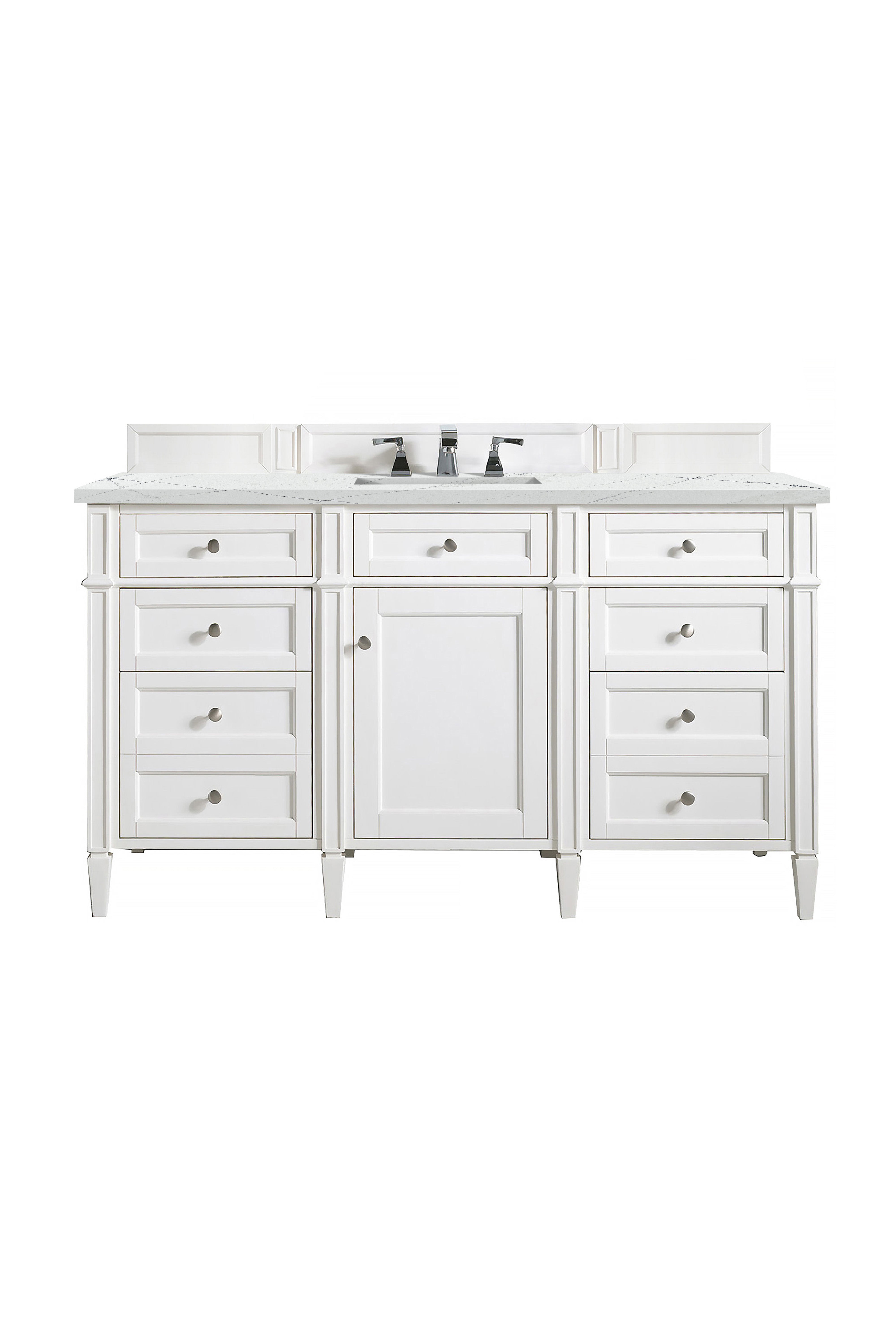 James Martin Brittany 60" Single Vanity in Bright White with 3cm Countertop