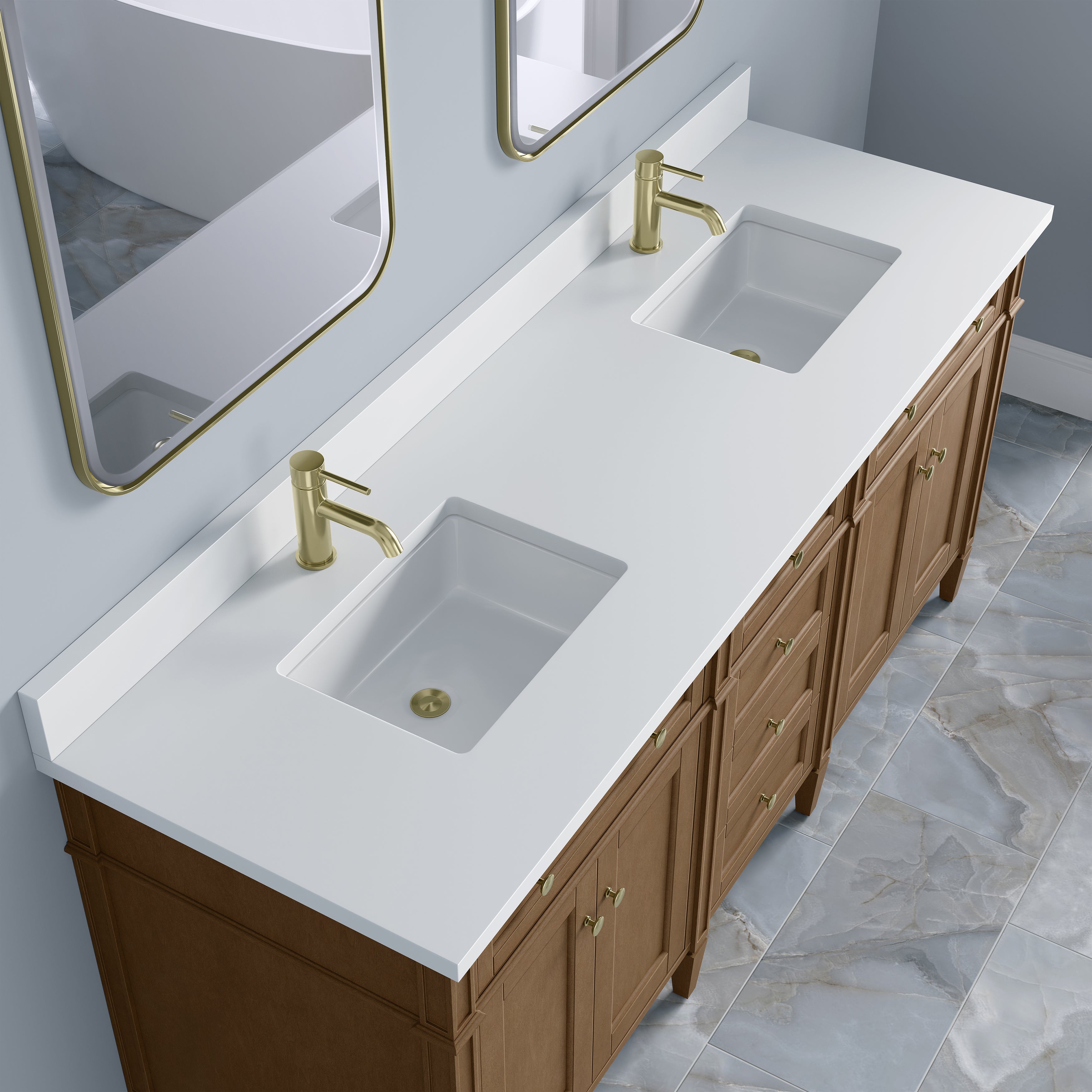 James Martin Brittany 72" Double Vanity in Pecan with 3cm Countertop