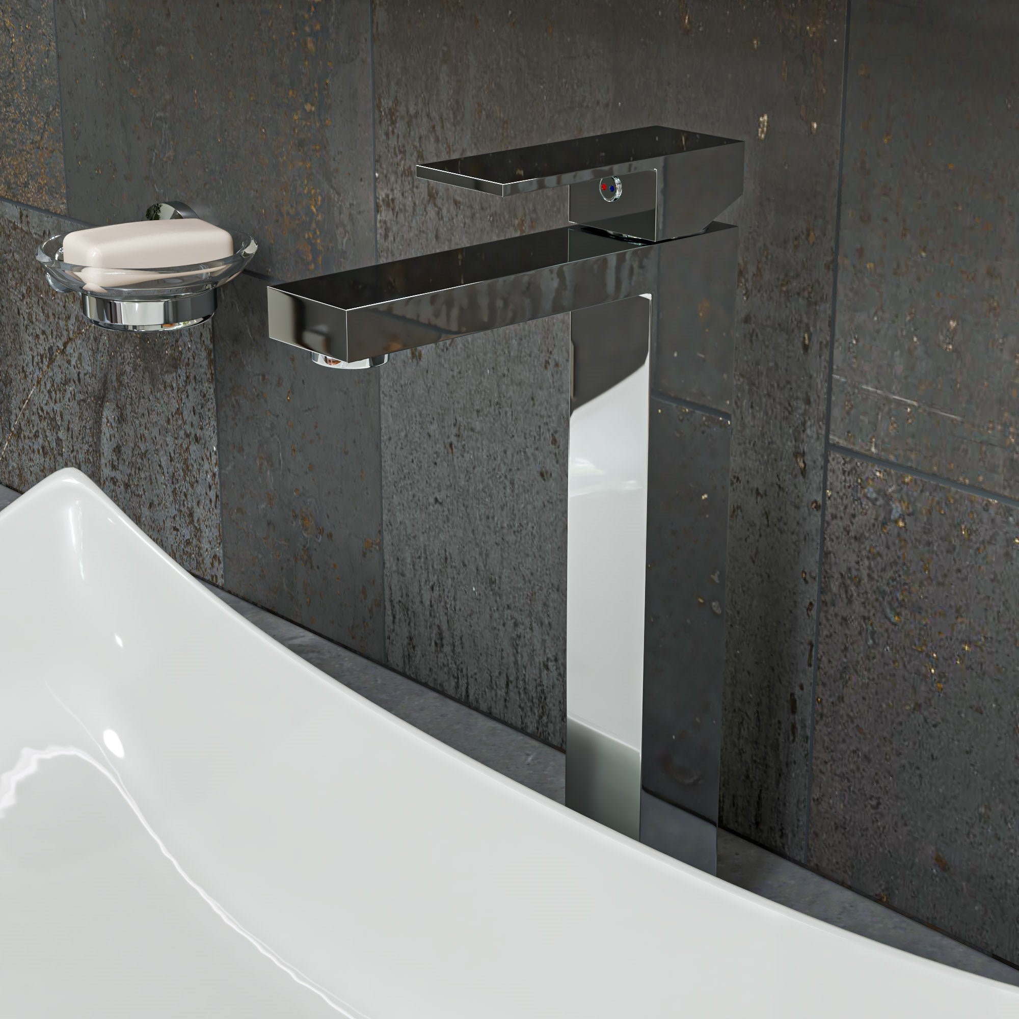 ALFI brand AB1129 Tall Square Single Lever Bathroom Faucet