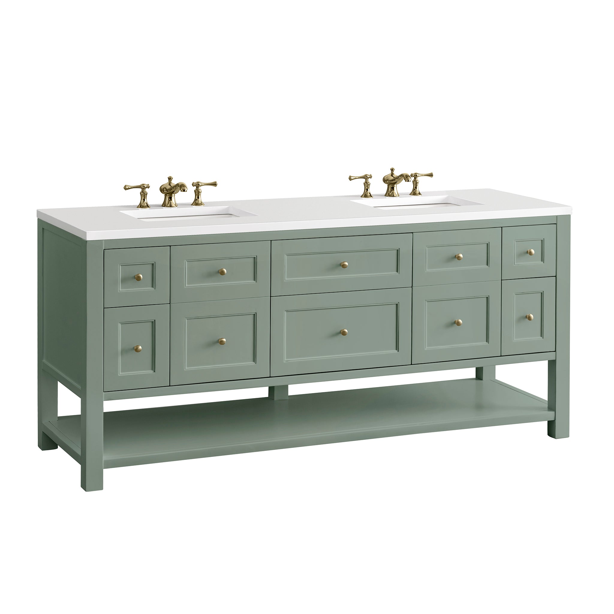 James Martin Breckenridge 72" Double Vanity in Smokey Celadon with 3cm Countertop