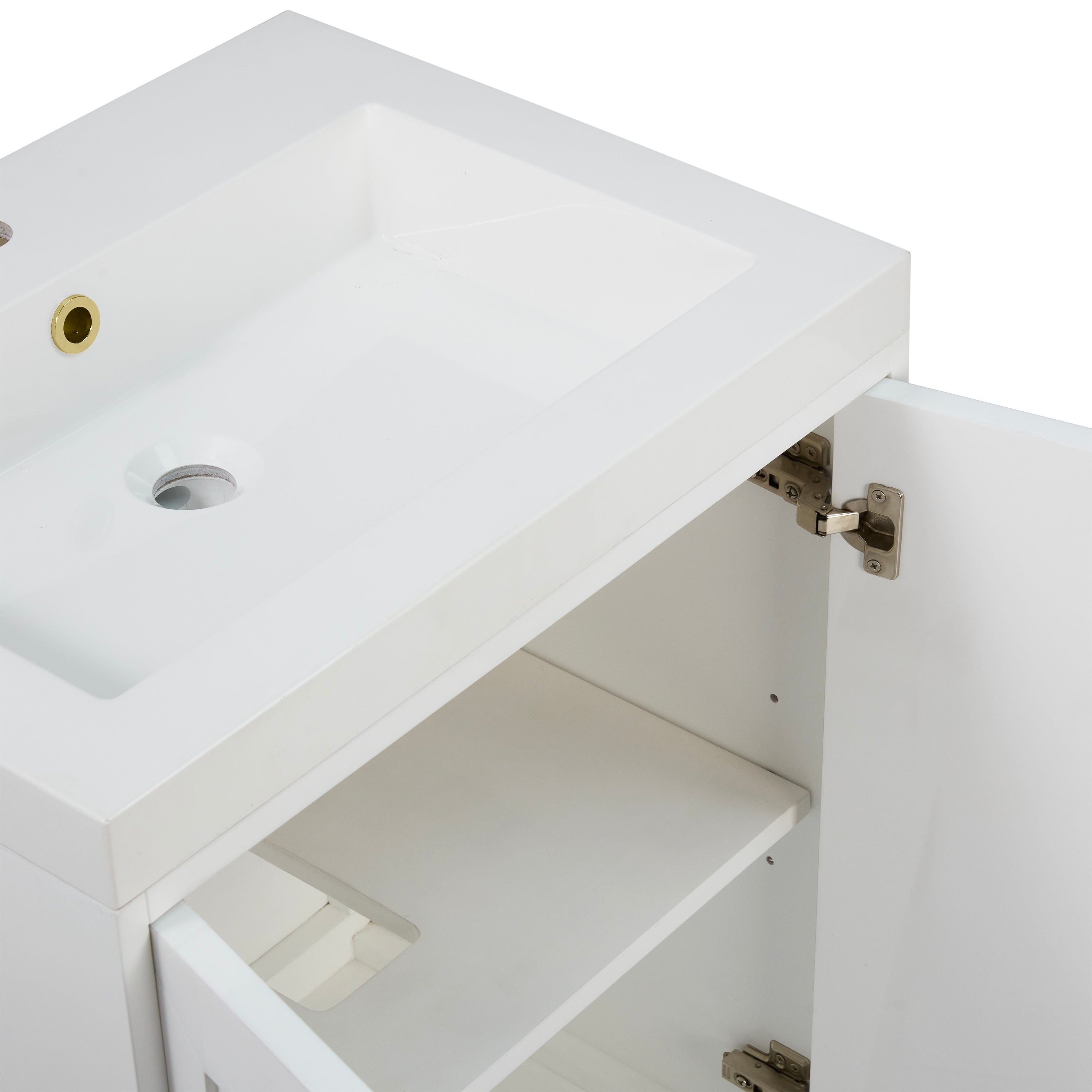 James Martin Chianti 24" Single Vanity in Glossy White with White Glossy Composite Stone Top
