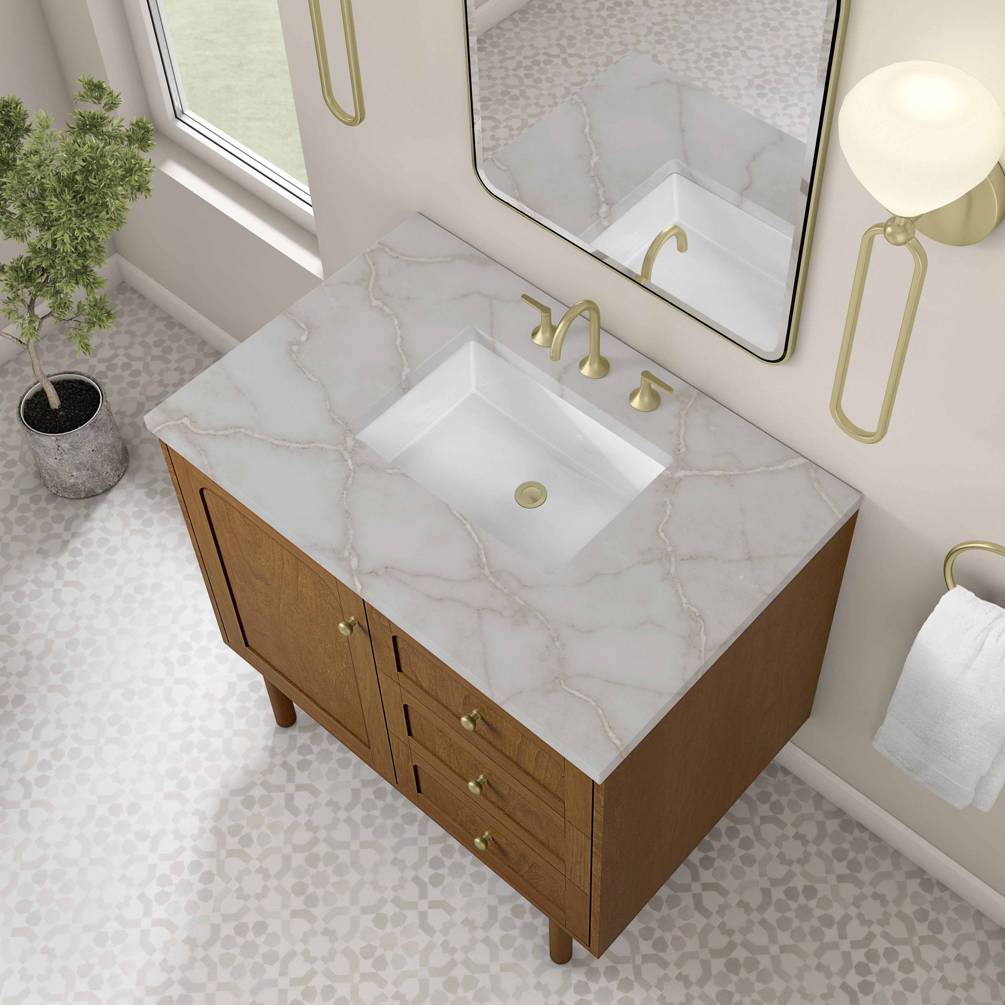 James Martin Laurent 36" Single Vanity in Honey Oak with 3cm Countertop