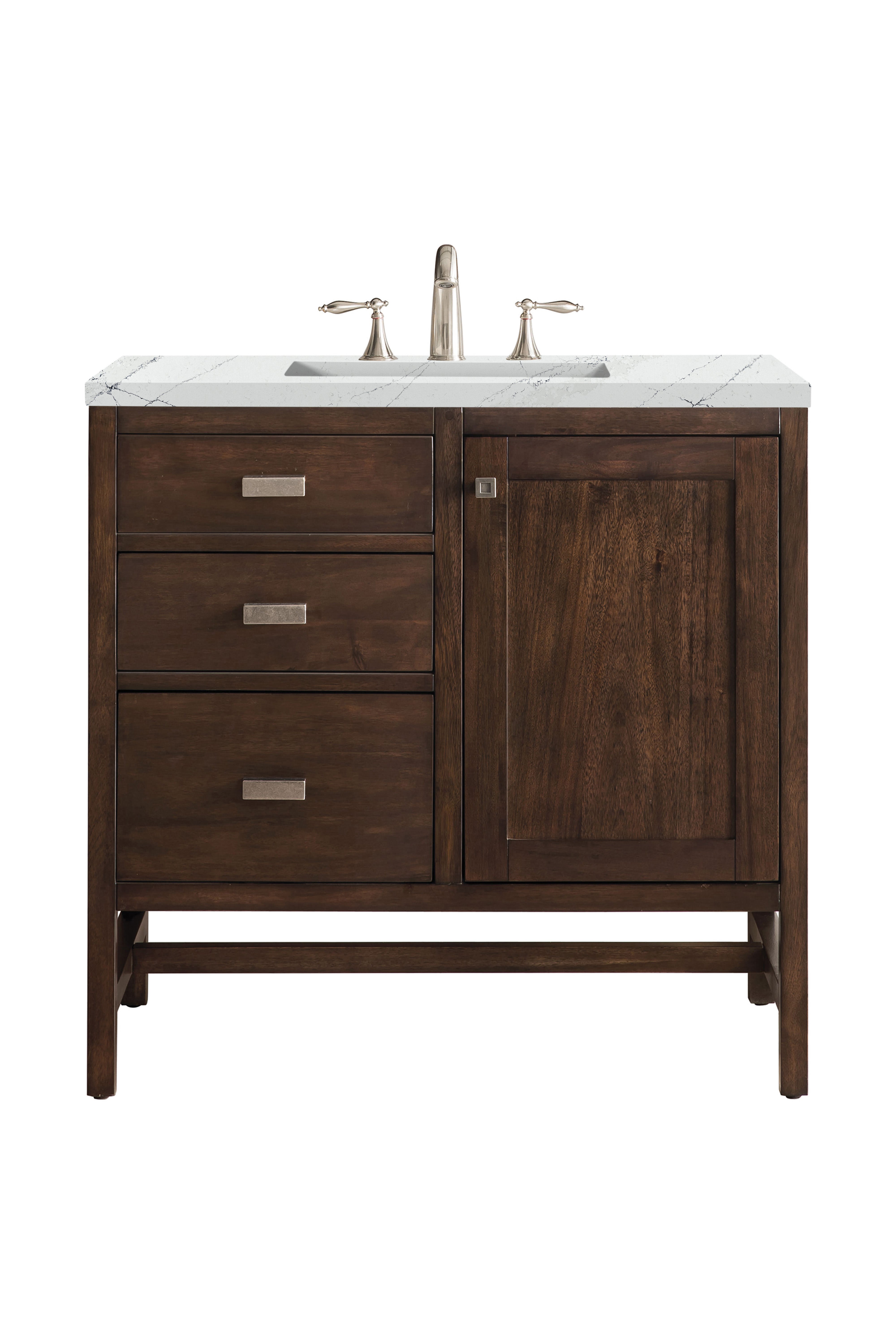 James Martin Addison 36" Single Vanity in Mid-Century Acacia with 3cm Countertop