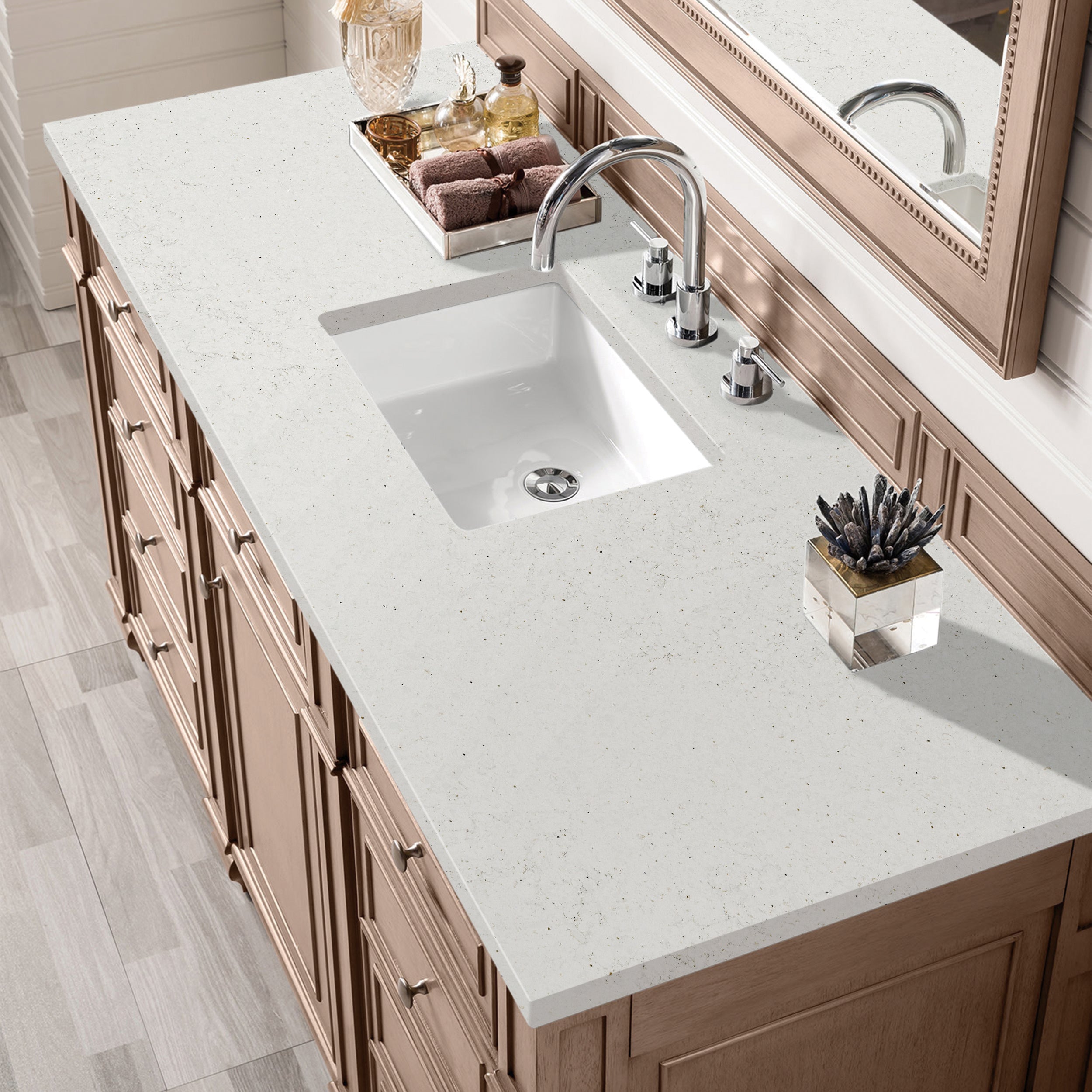 James Martin Bristol 60" Single Vanity in Whitewashed Walnut with 3cm Countertop