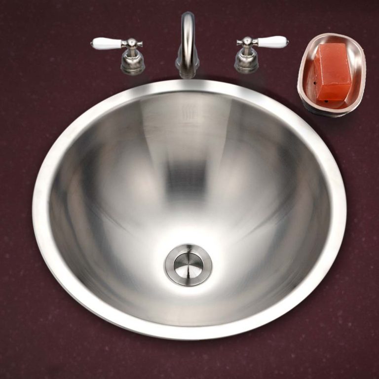 Houzer Opus 16" Stainless Steel Drop-in Topmount Round Bowl Bathroom Sink